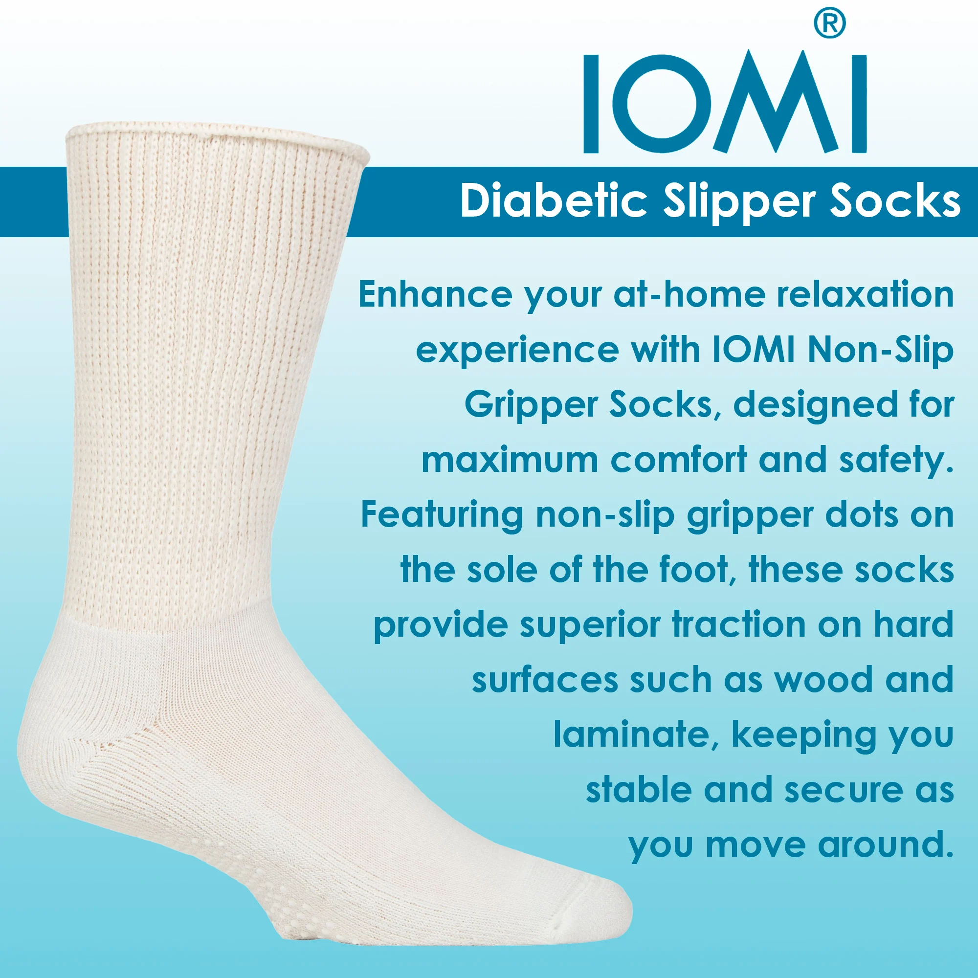 3 Pairs Diabetic Socks with Grips | Extra Wide Non Slip Slipper Socks - Image 6