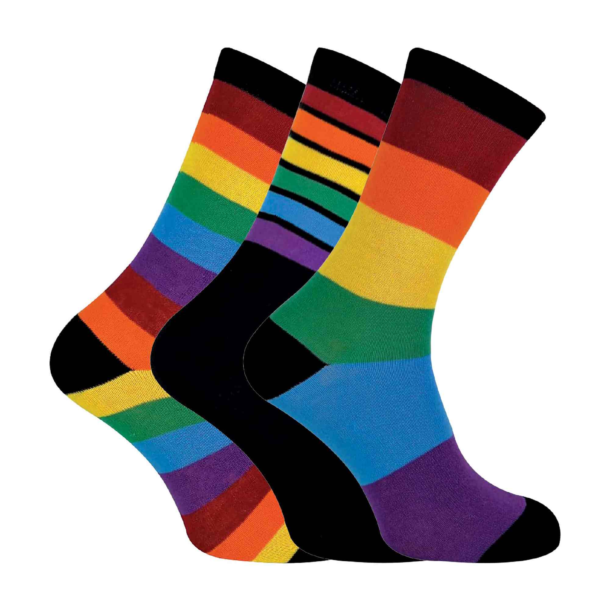 3 Pack Mens & Ladies Bright Patterned Striped Cotton Rainbow Socks - Image 5