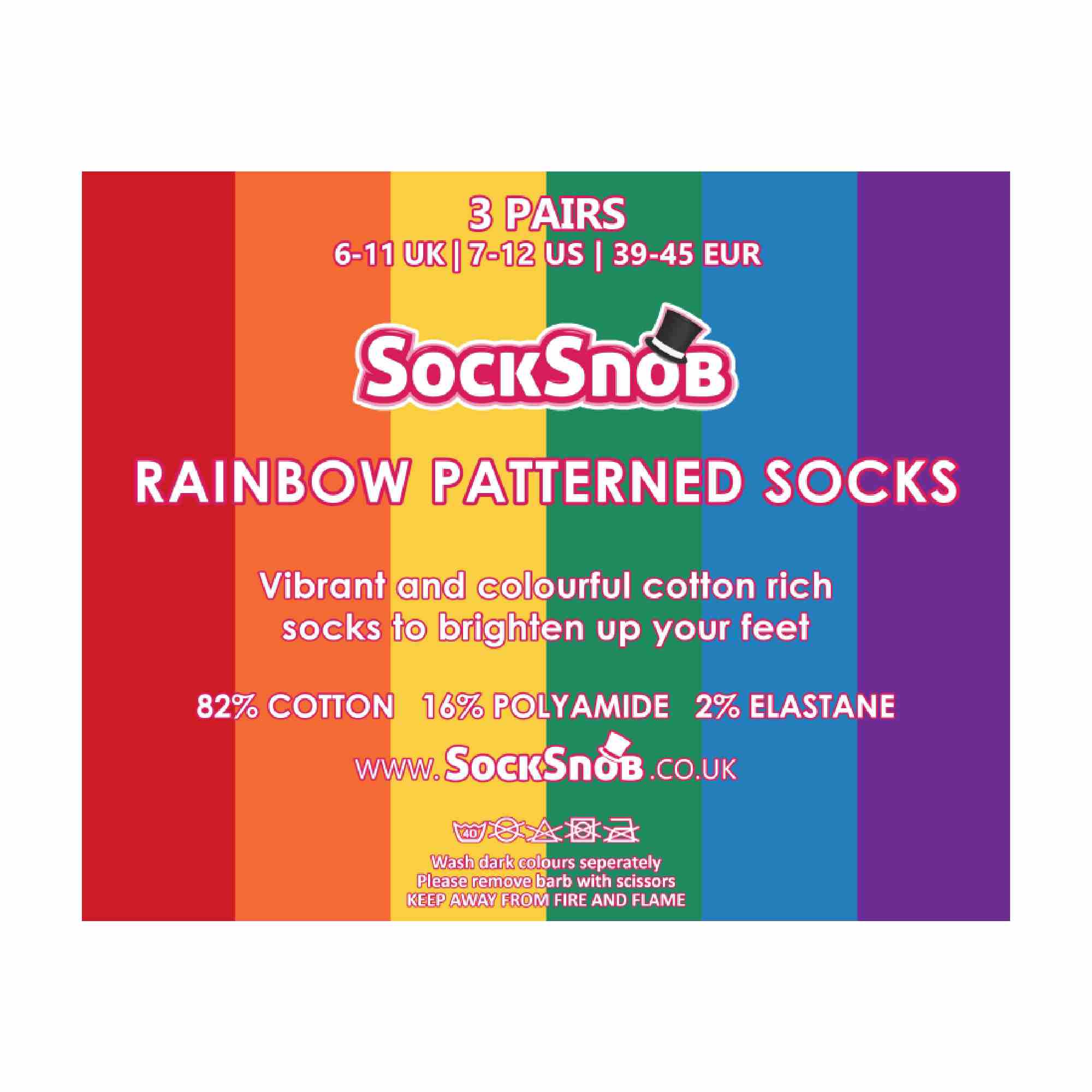 3 Pack Mens & Ladies Bright Patterned Striped Cotton Rainbow Socks - Image 6