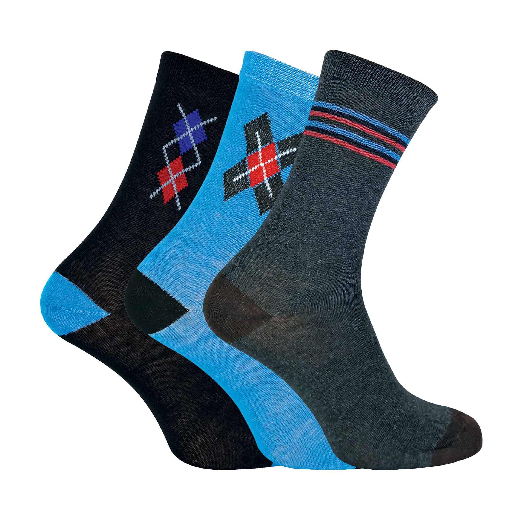 6 Pack Mens Blue Grey Argyle Striped Fashion Dress Socks - Image 13