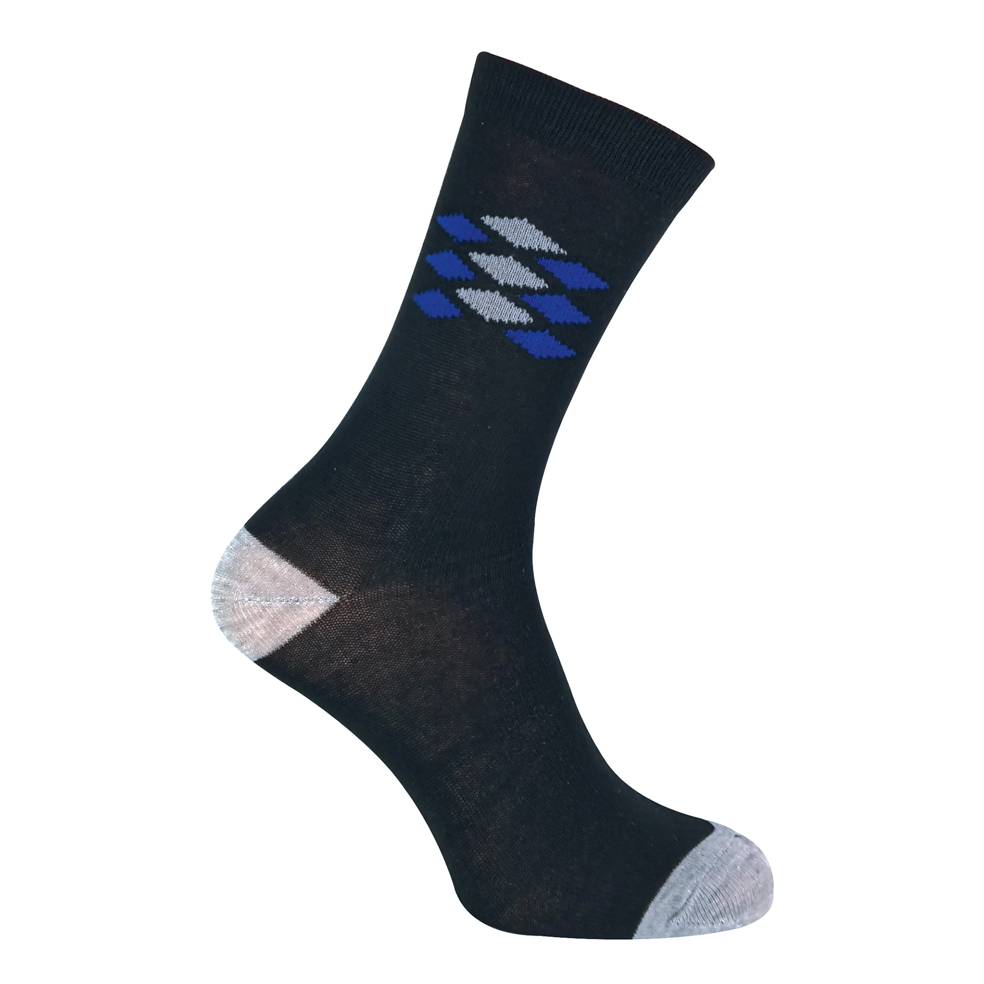 6 Pack Mens Blue Grey Argyle Striped Fashion Dress Socks - Image 3