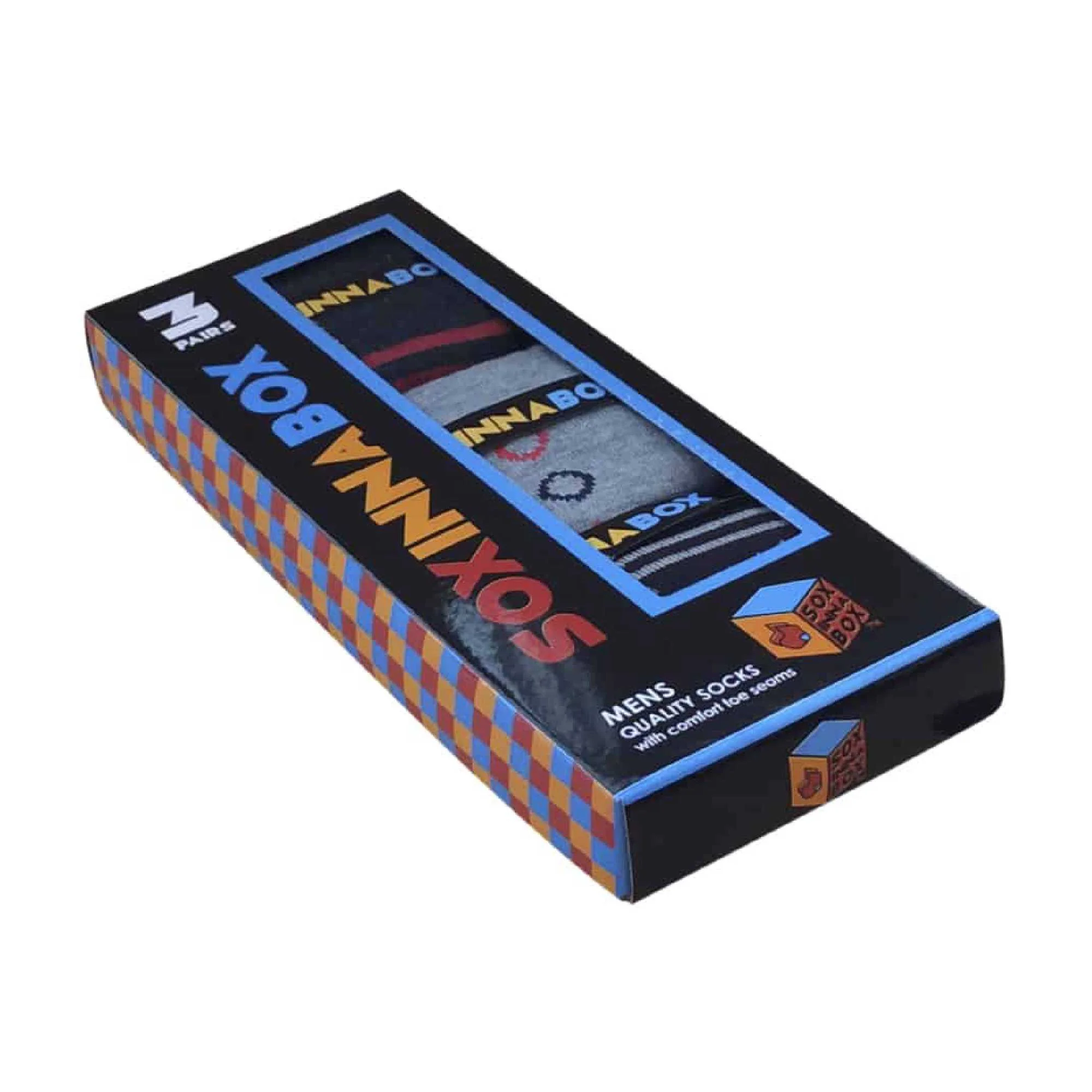 6 Pack Mens Blue Grey Argyle Striped Fashion Dress Socks - Image 6