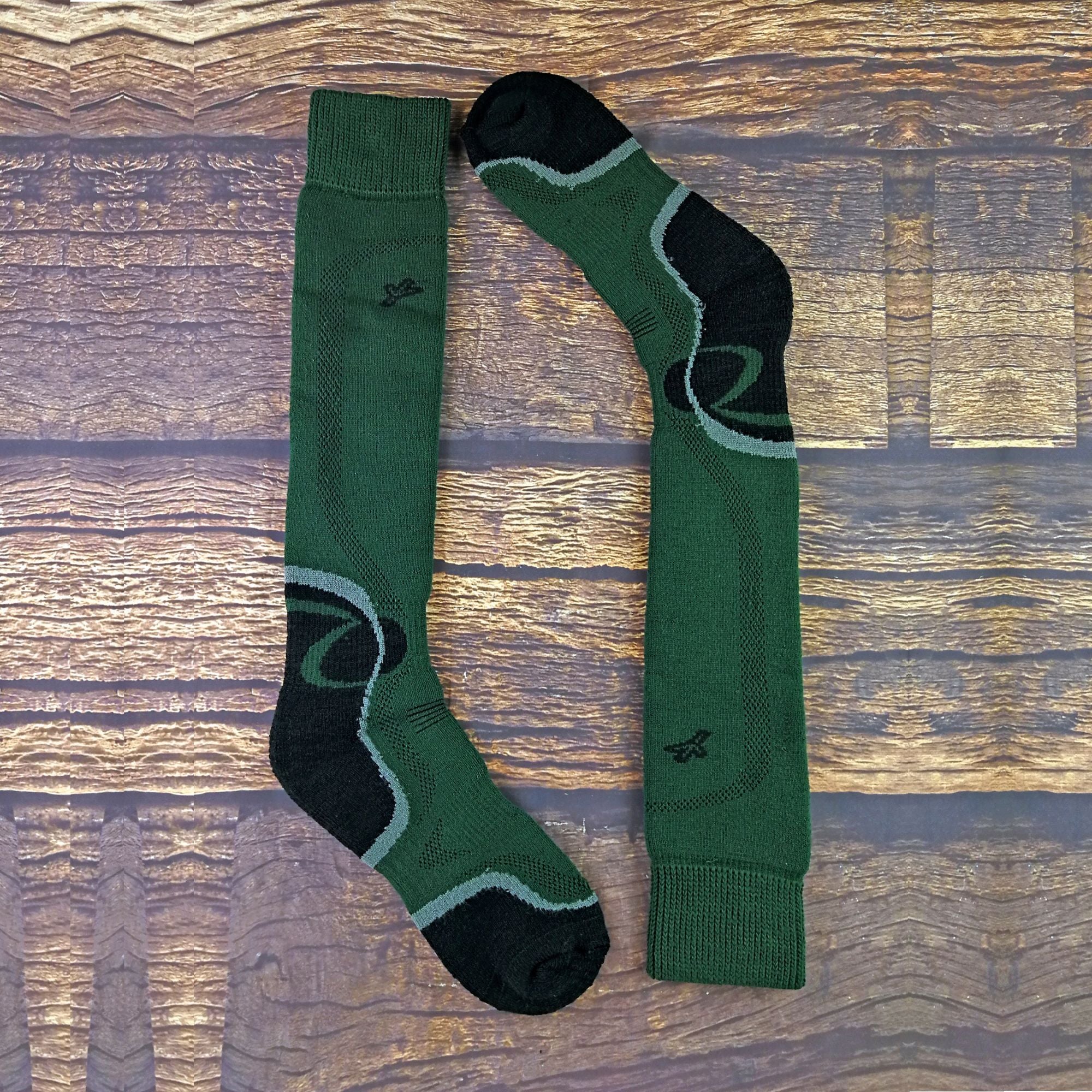 1 Pack Mens Merino Wool Long Knee High Green Socks - Image 3