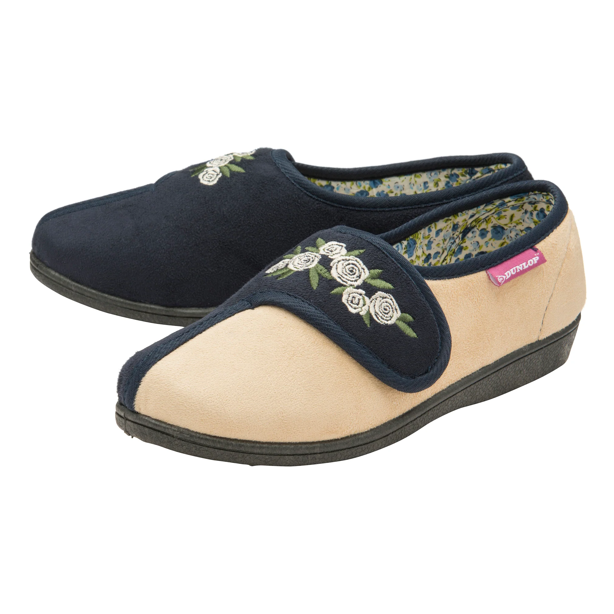 Ladies Adjustable Wide Fit Floral Velcro Slippers (6 Sizes) - Image 3