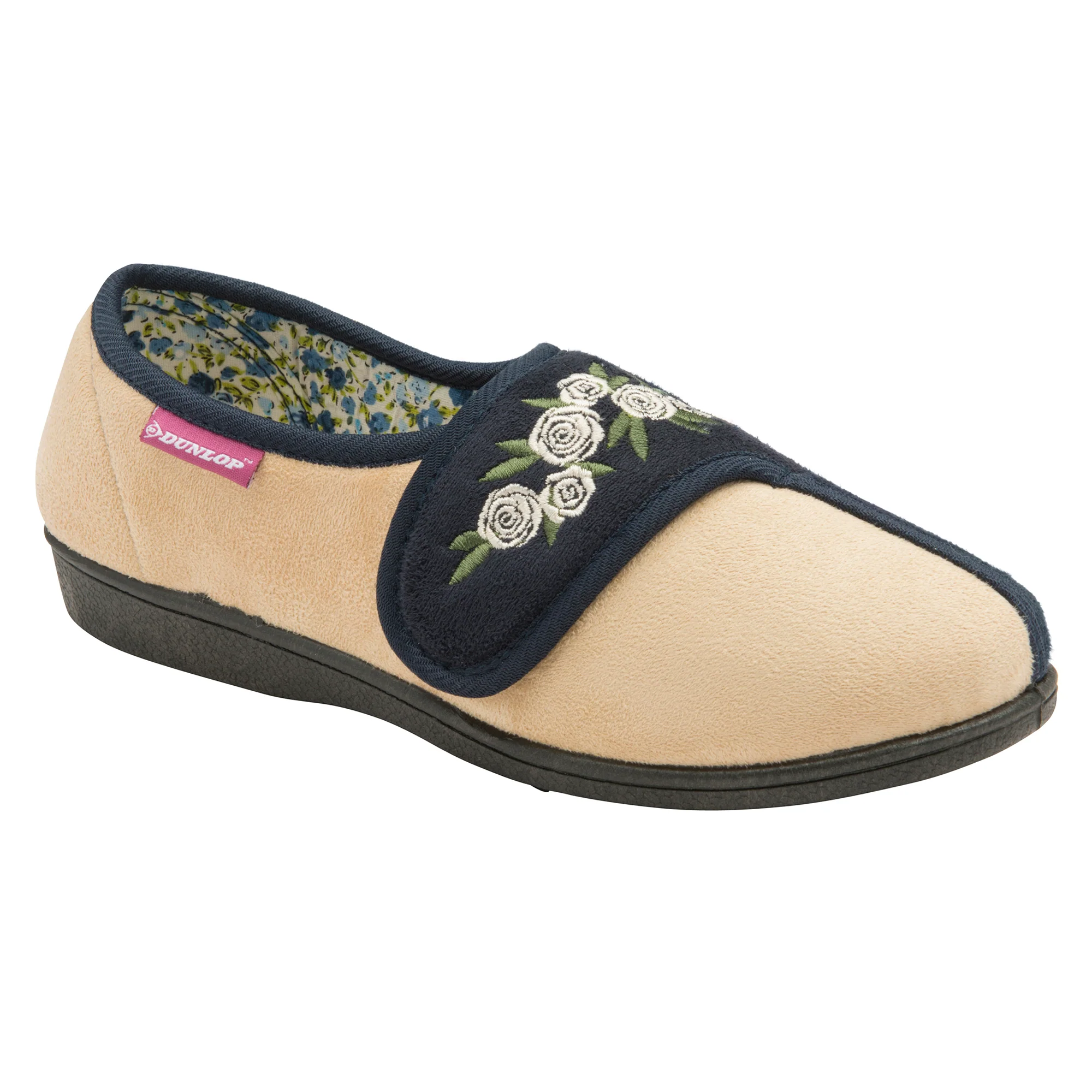 Ladies Adjustable Wide Fit Floral Velcro Slippers (6 Sizes) - Image 4