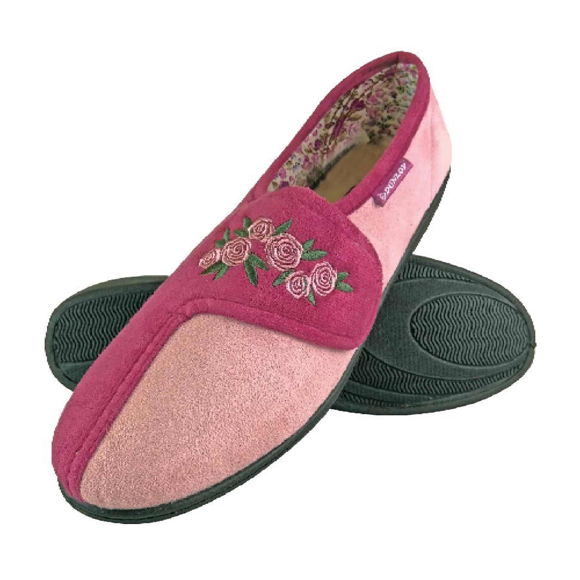 Ladies Adjustable Wide Fit Floral Velcro Slippers (6 Sizes) - Image 5