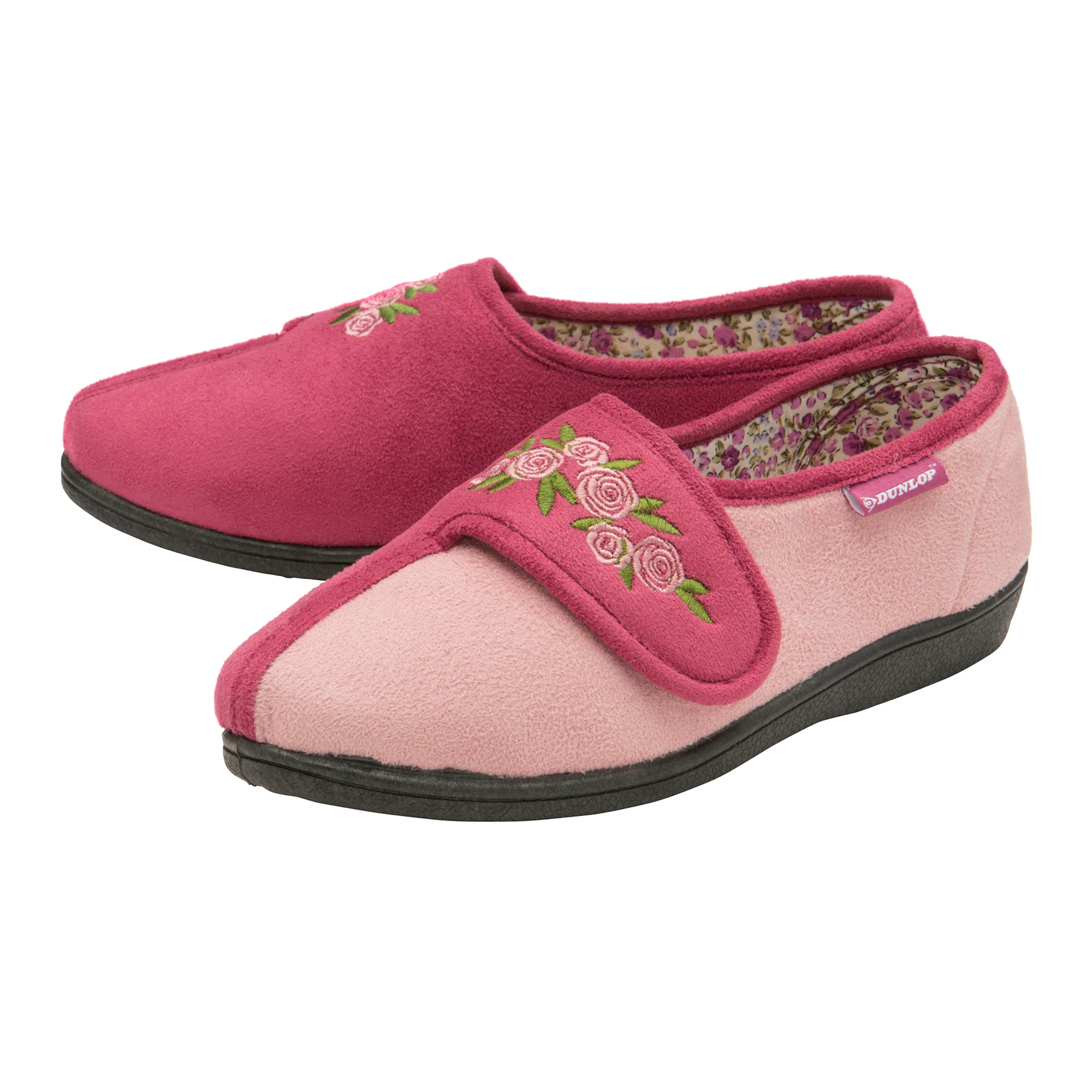 Ladies Adjustable Wide Fit Floral Velcro Slippers (6 Sizes) - Image 7