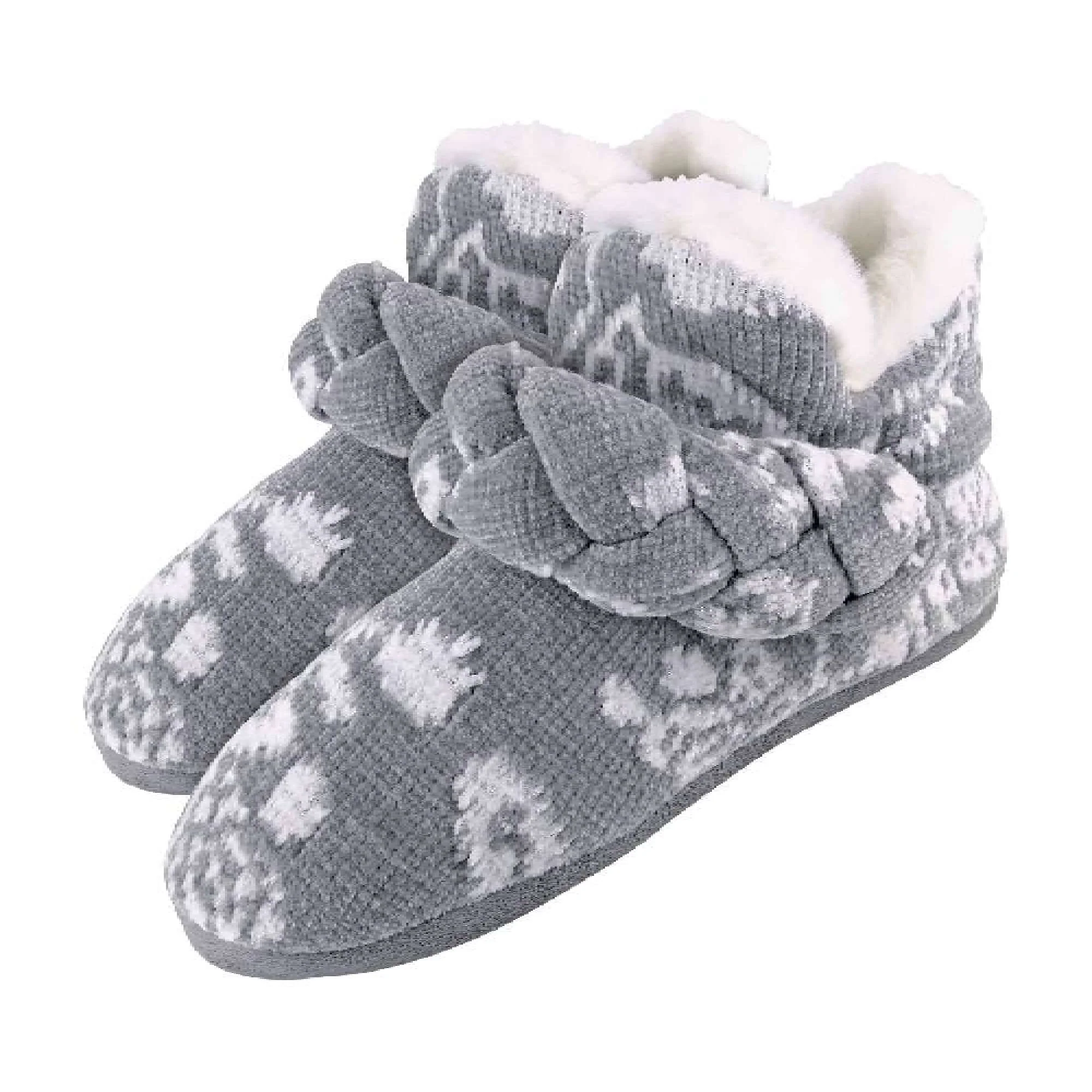 Ladies Knitted Warm Fleece Plush Slipper Boots (6 Sizes) - Image 6