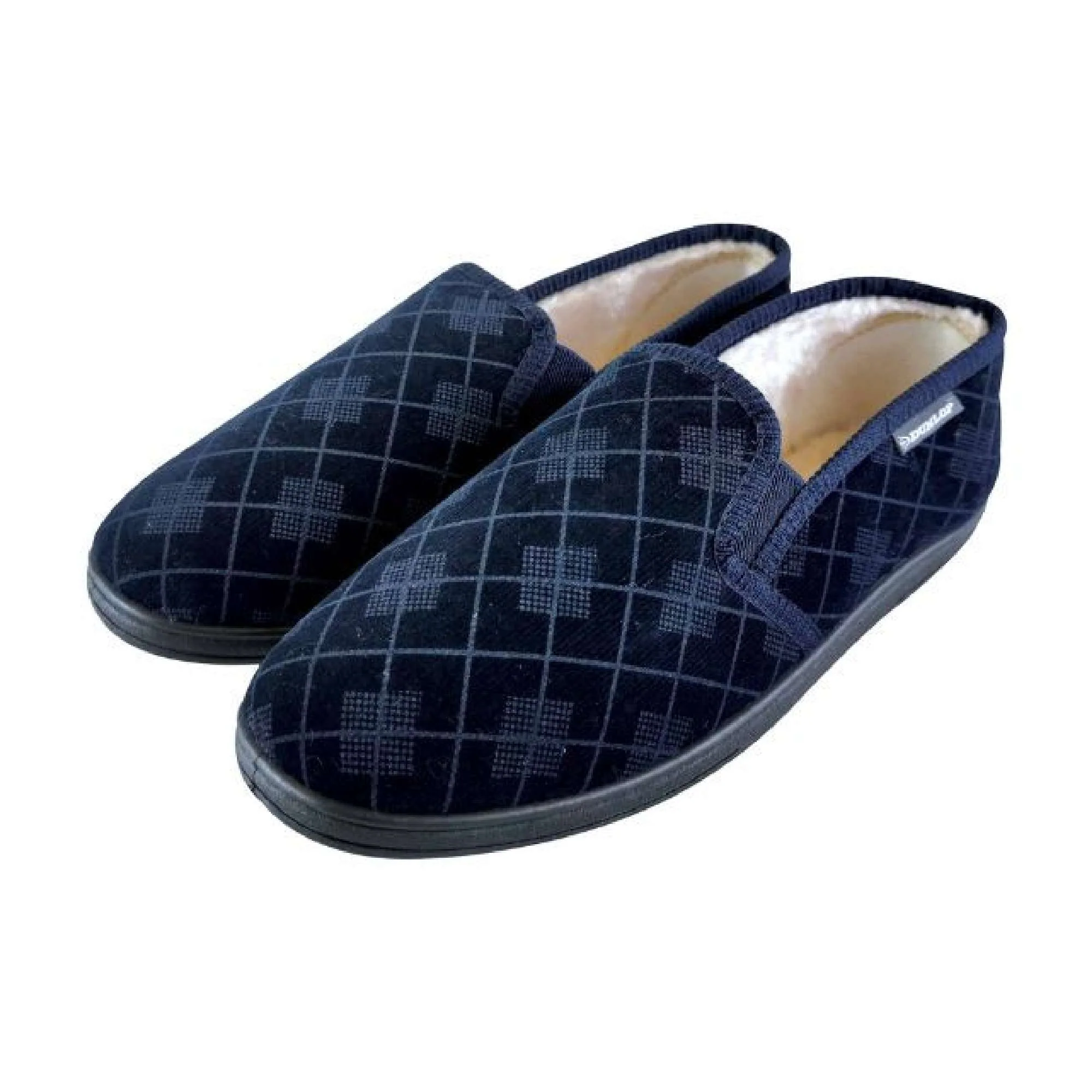 Mens Plush Fur Lined Memory Foam Plaid Checked Slippers (6 Sizes) - Image 10
