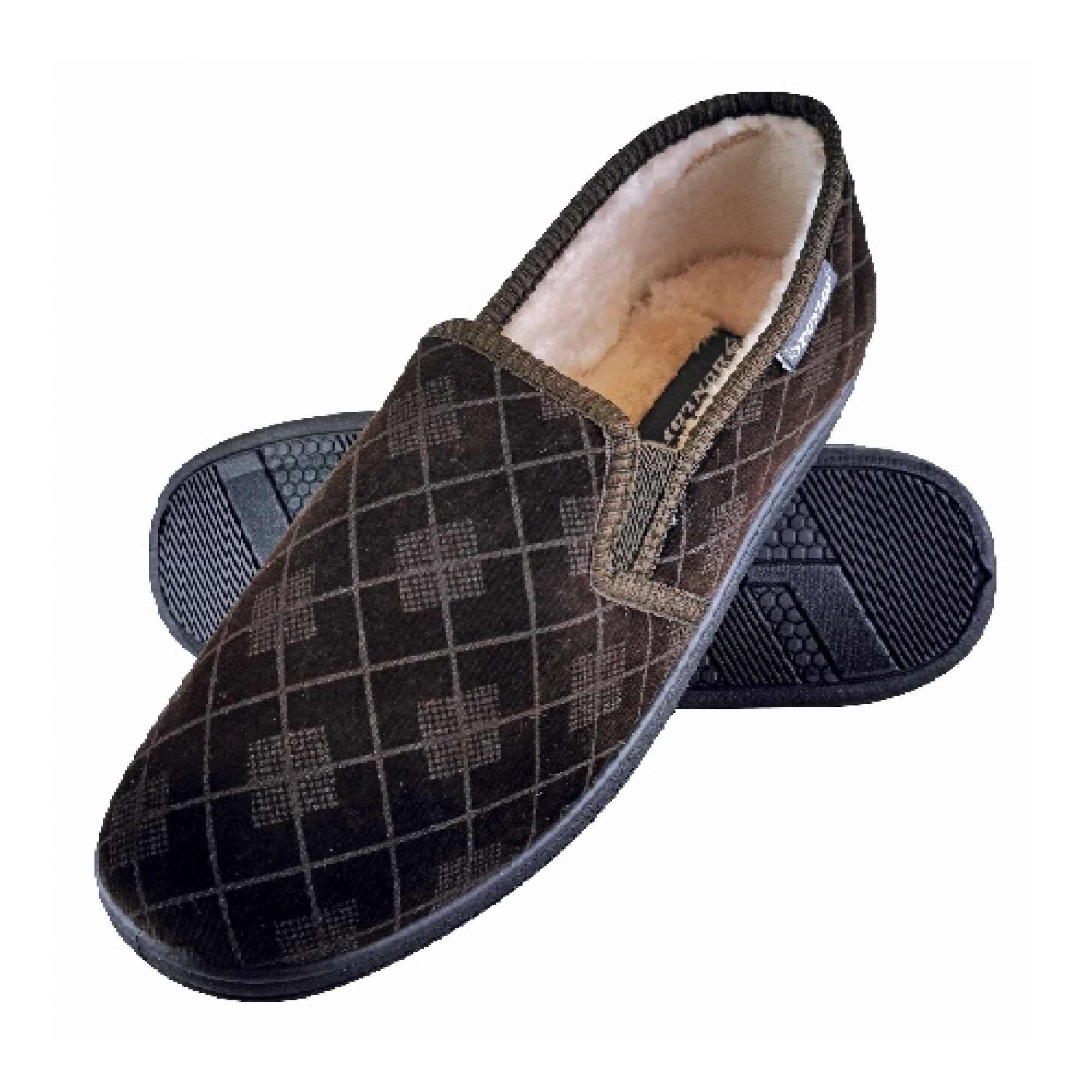 Mens Plush Fur Lined Memory Foam Plaid Checked Slippers (6 Sizes) - Image 5