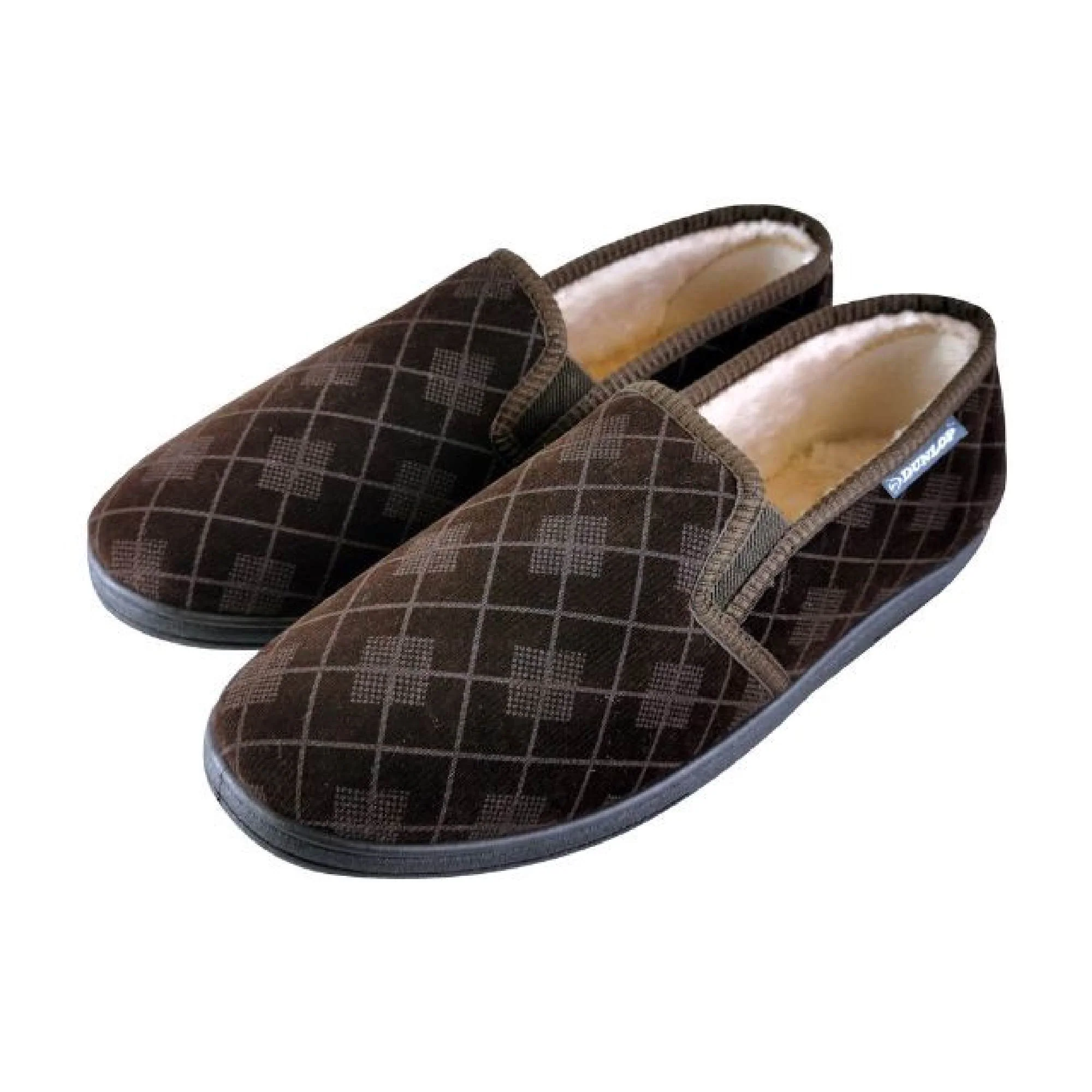 Mens Plush Fur Lined Memory Foam Plaid Checked Slippers (6 Sizes) - Image 6