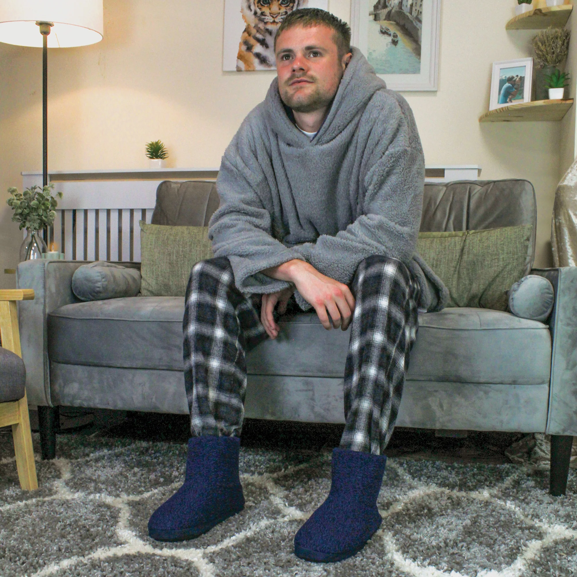 Mens Indoor Boot Slippers with Memory Foam (6 Sizes) - Image 3