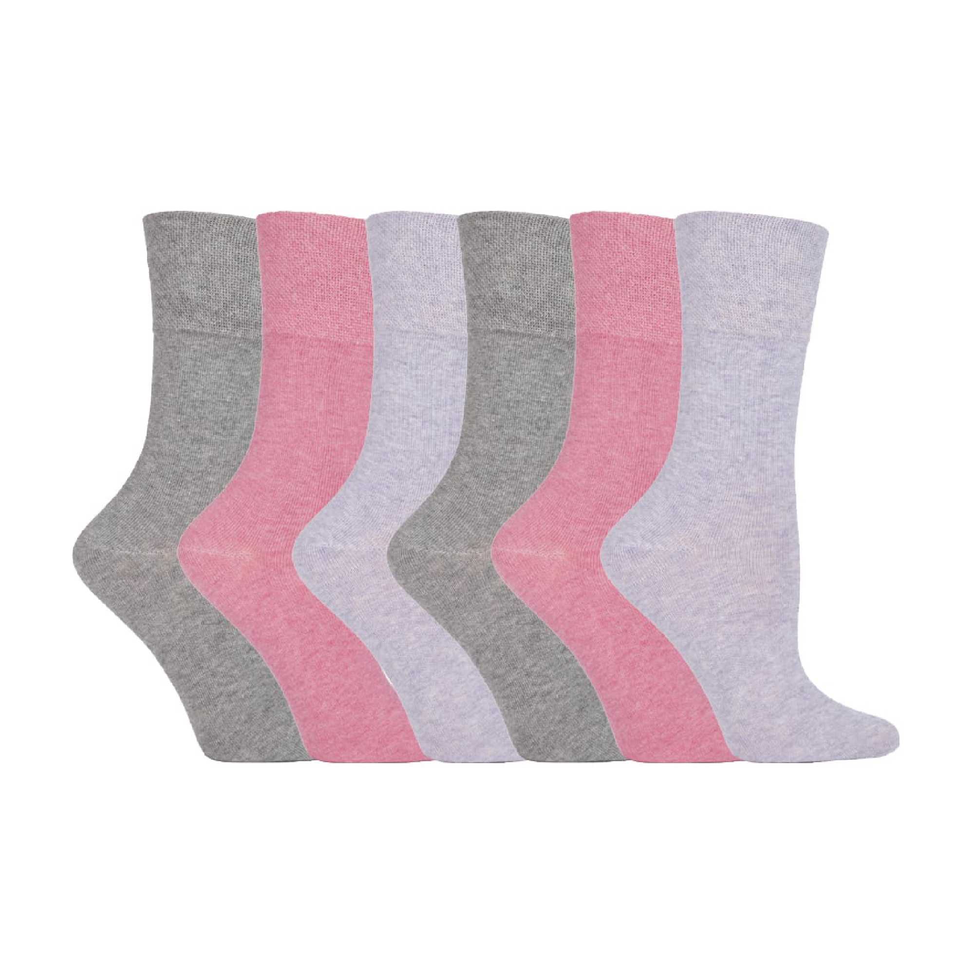 6 Pack Ladies Non Elastic Plain Coloured Cotton Socks - Image 29