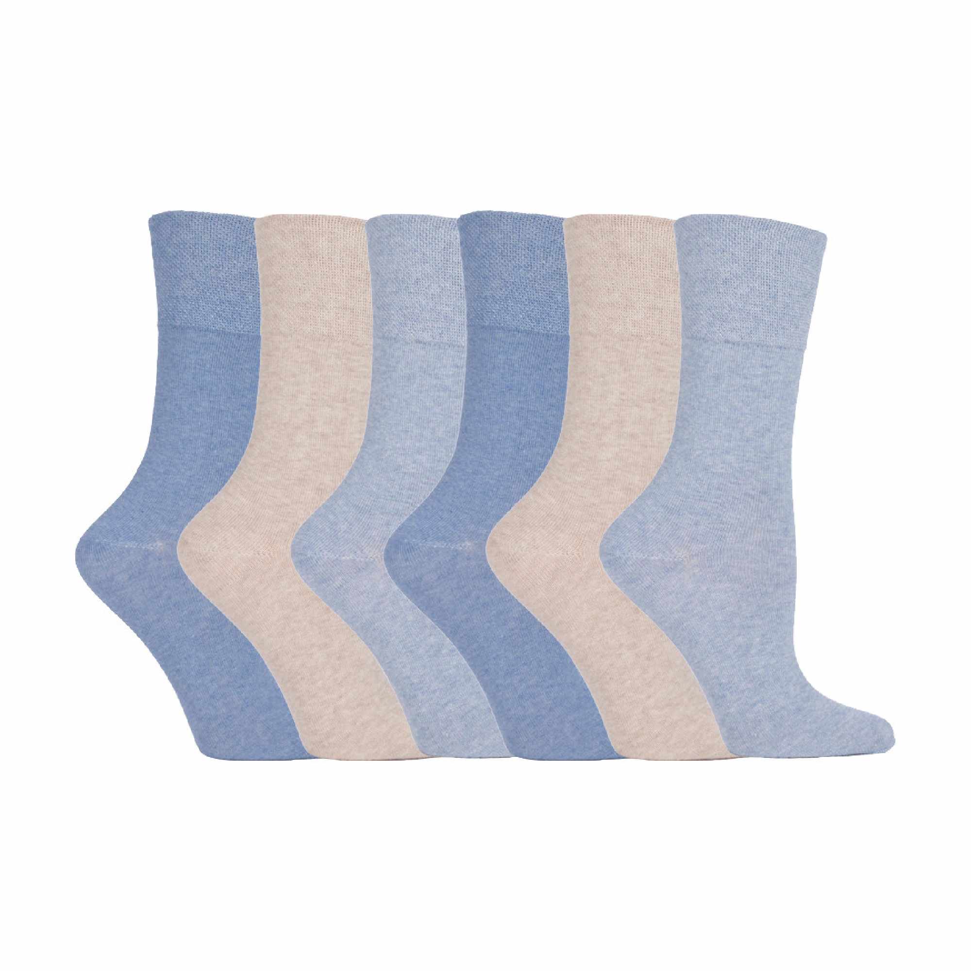 6 Pack Ladies Non Elastic Plain Coloured Cotton Socks - Image 33