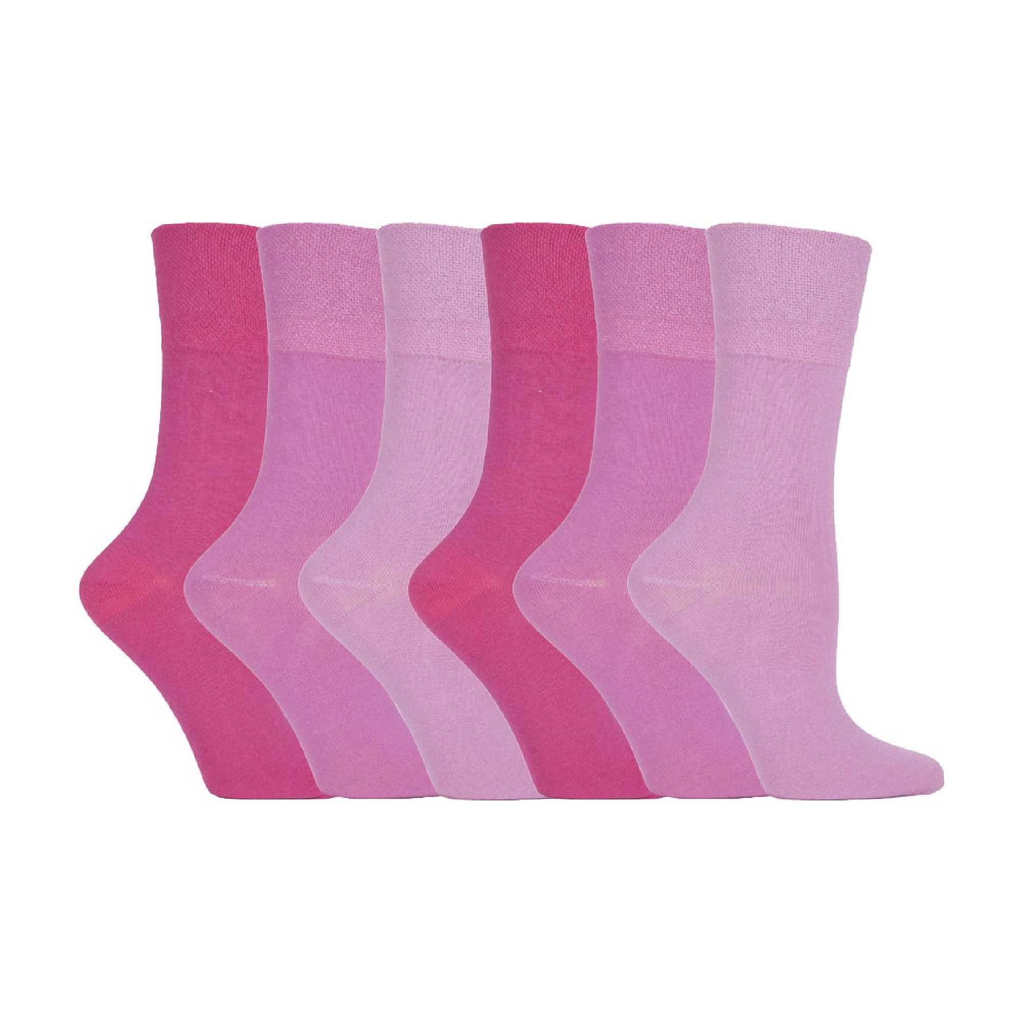 6 Pack Ladies Non Elastic Plain Coloured Cotton Socks - Image 37