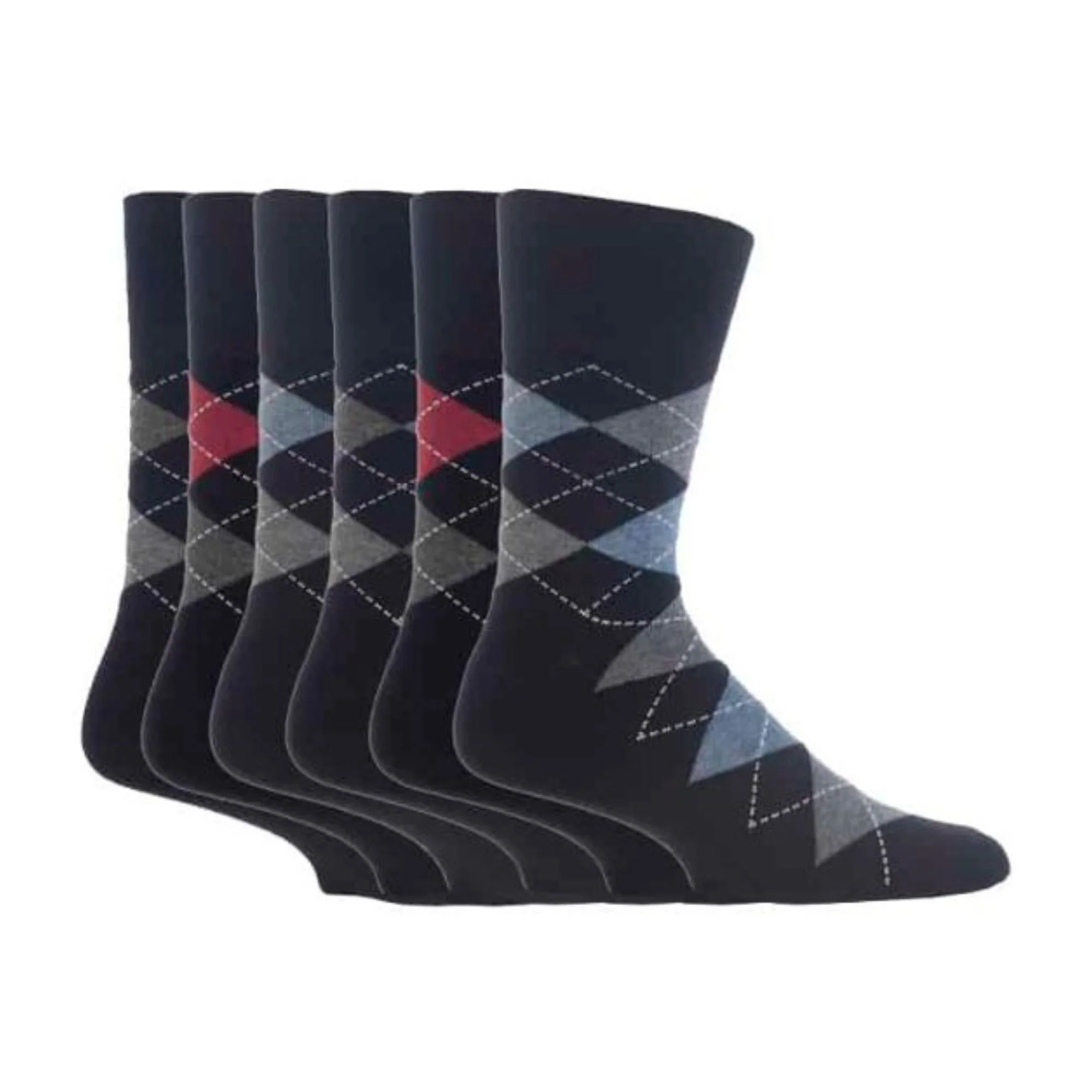 6 Pack Mens Non Elastic Argyle Cotton Socks - Image 9
