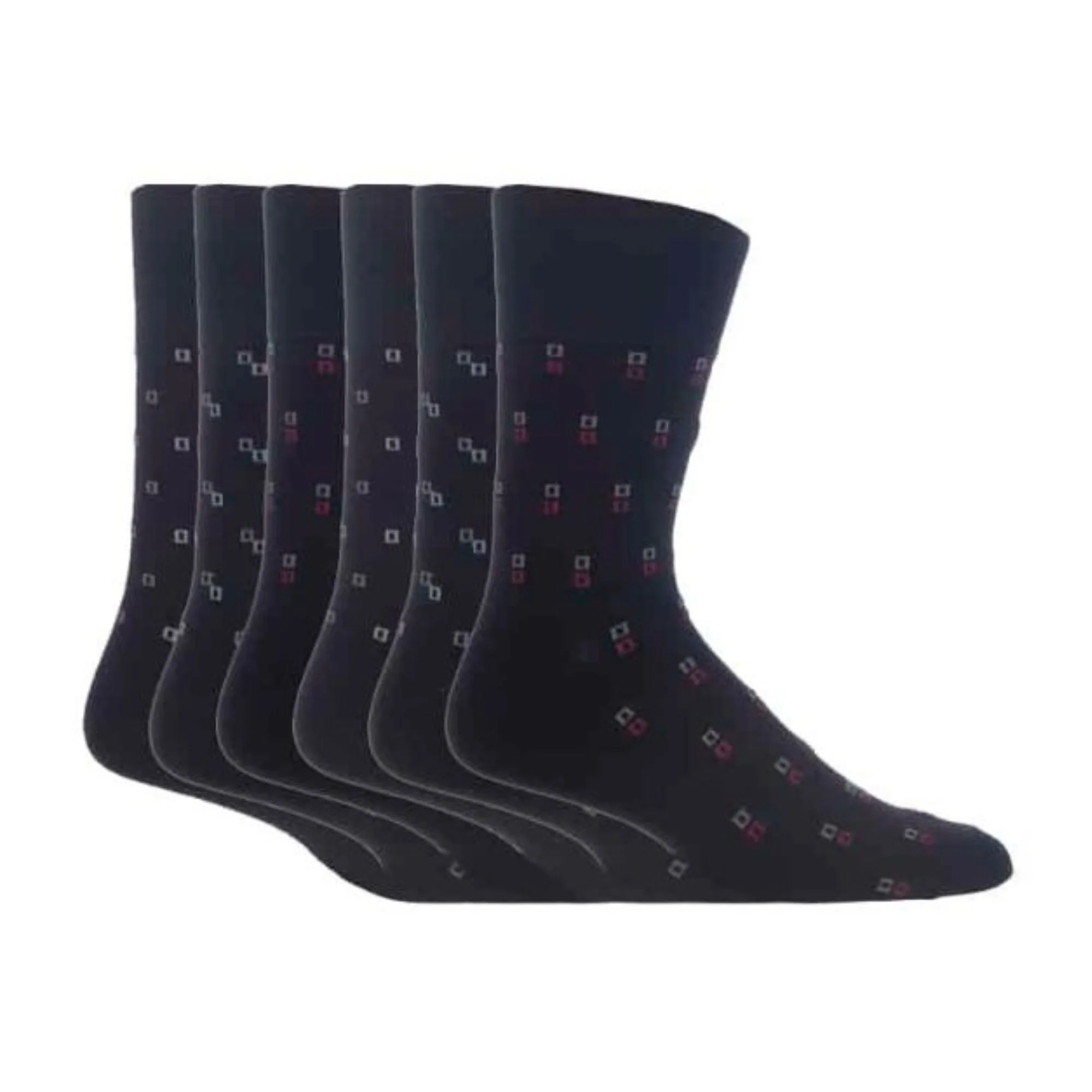 6 Pack Mens Non Elastic Square Patterned Cotton Socks for Poor Circulation - Image 17