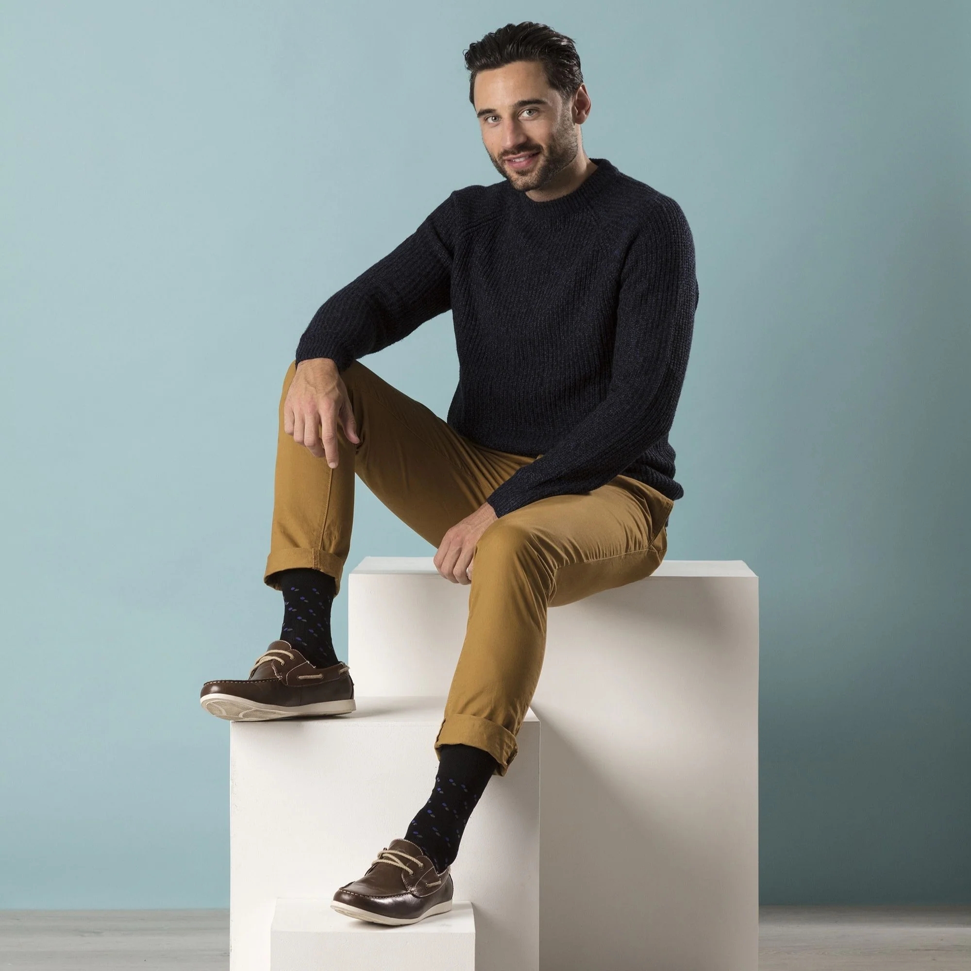 6 Pack Mens Non Elastic Square Patterned Cotton Socks for Poor Circulation - Image 4