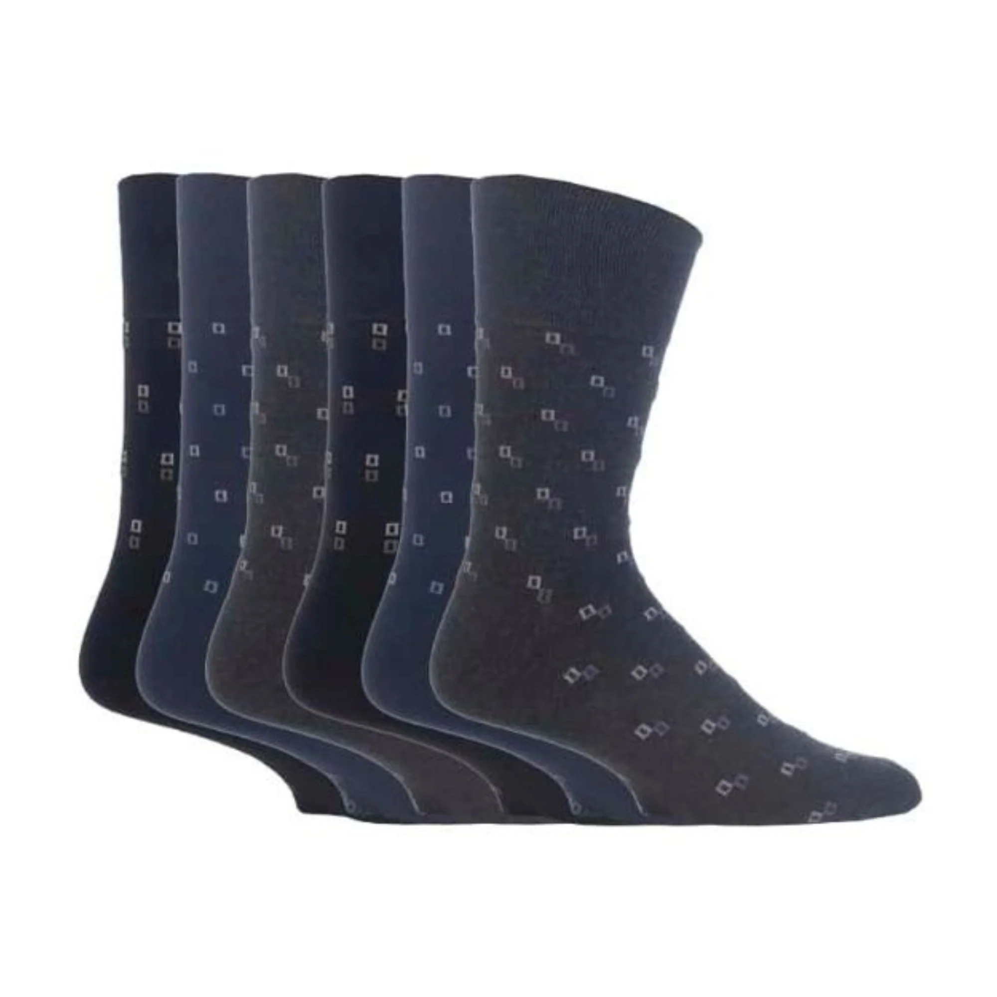 6 Pack Mens Non Elastic Square Patterned Cotton Socks for Poor Circulation - Image 5