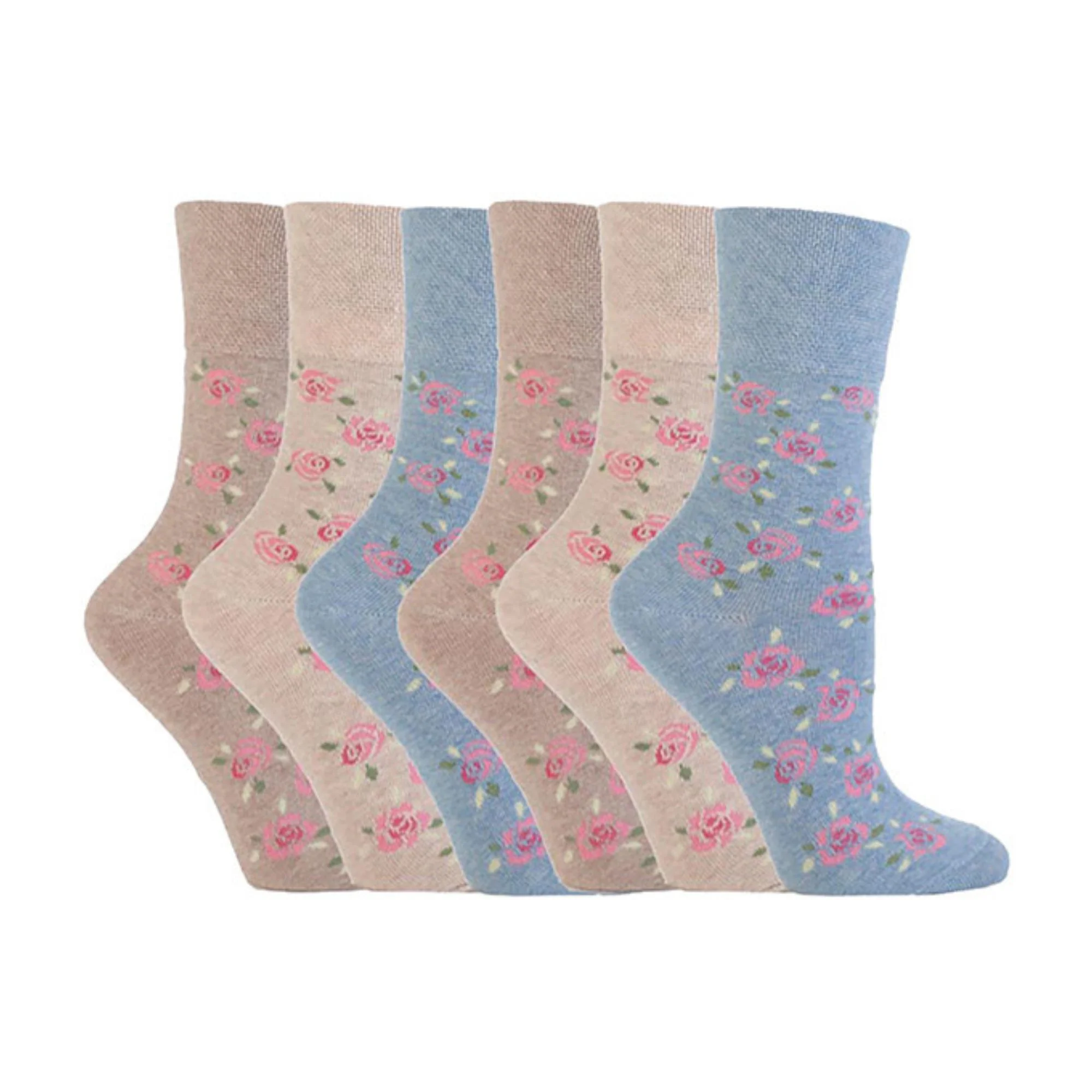 6 Pack Ladies Non Elastic Floral Patterned Cotton Socks - Image 13