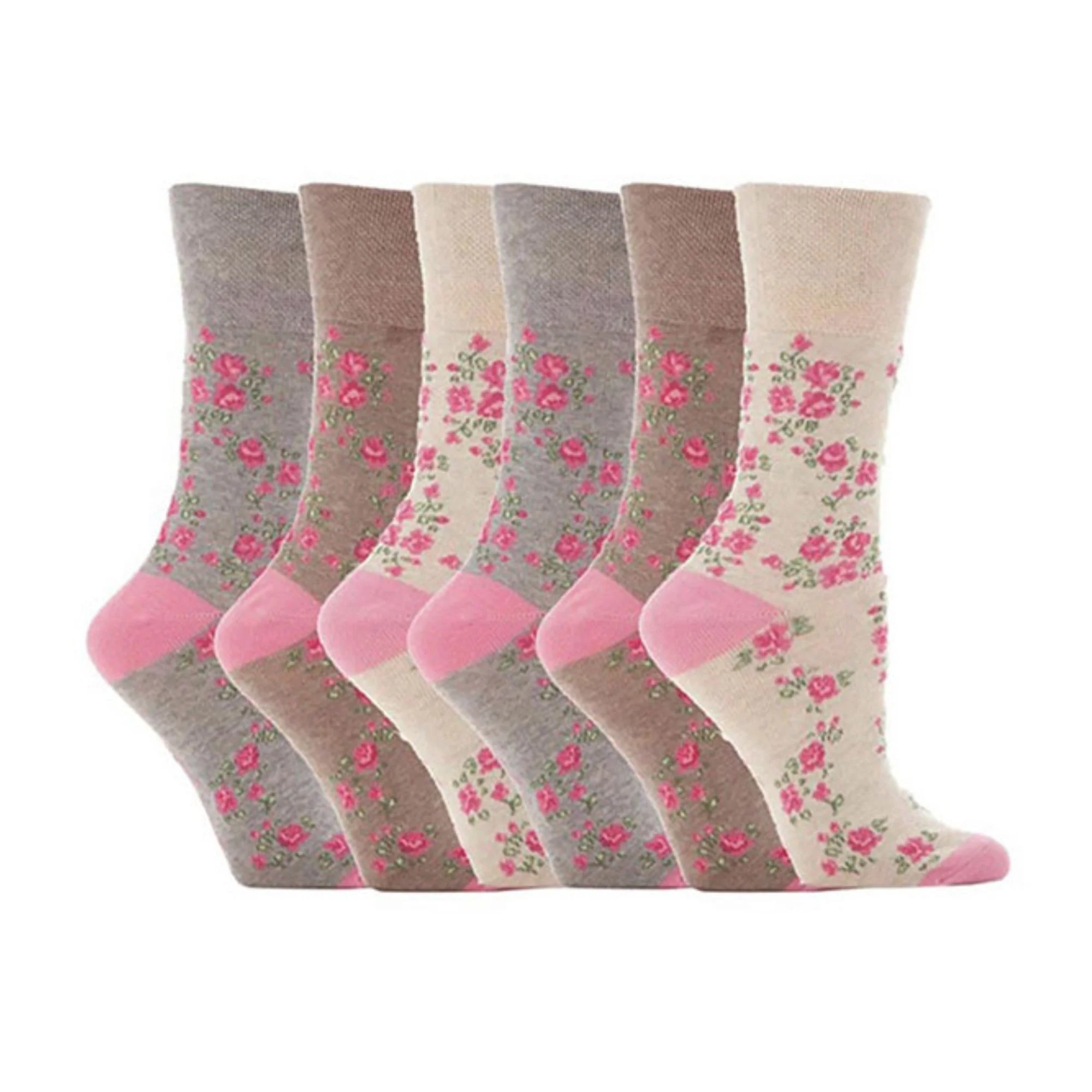 6 Pack Ladies Non Elastic Floral Patterned Cotton Socks - Image 5