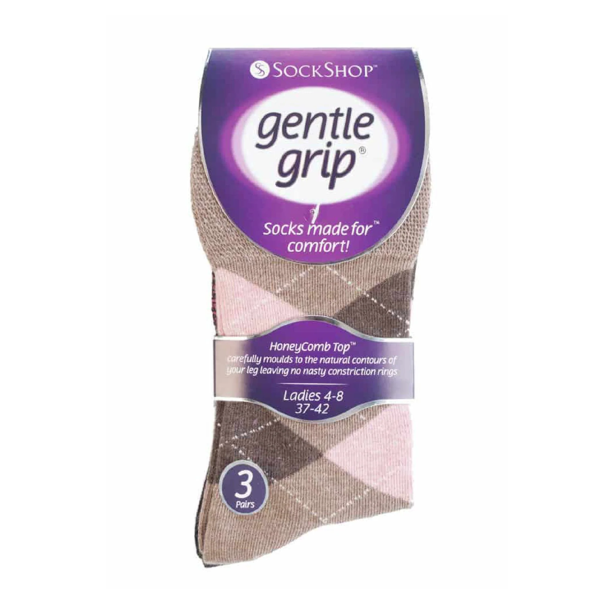 6 Pack Ladies Non Elastic Argyle Patterned Cotton Socks - Image 6