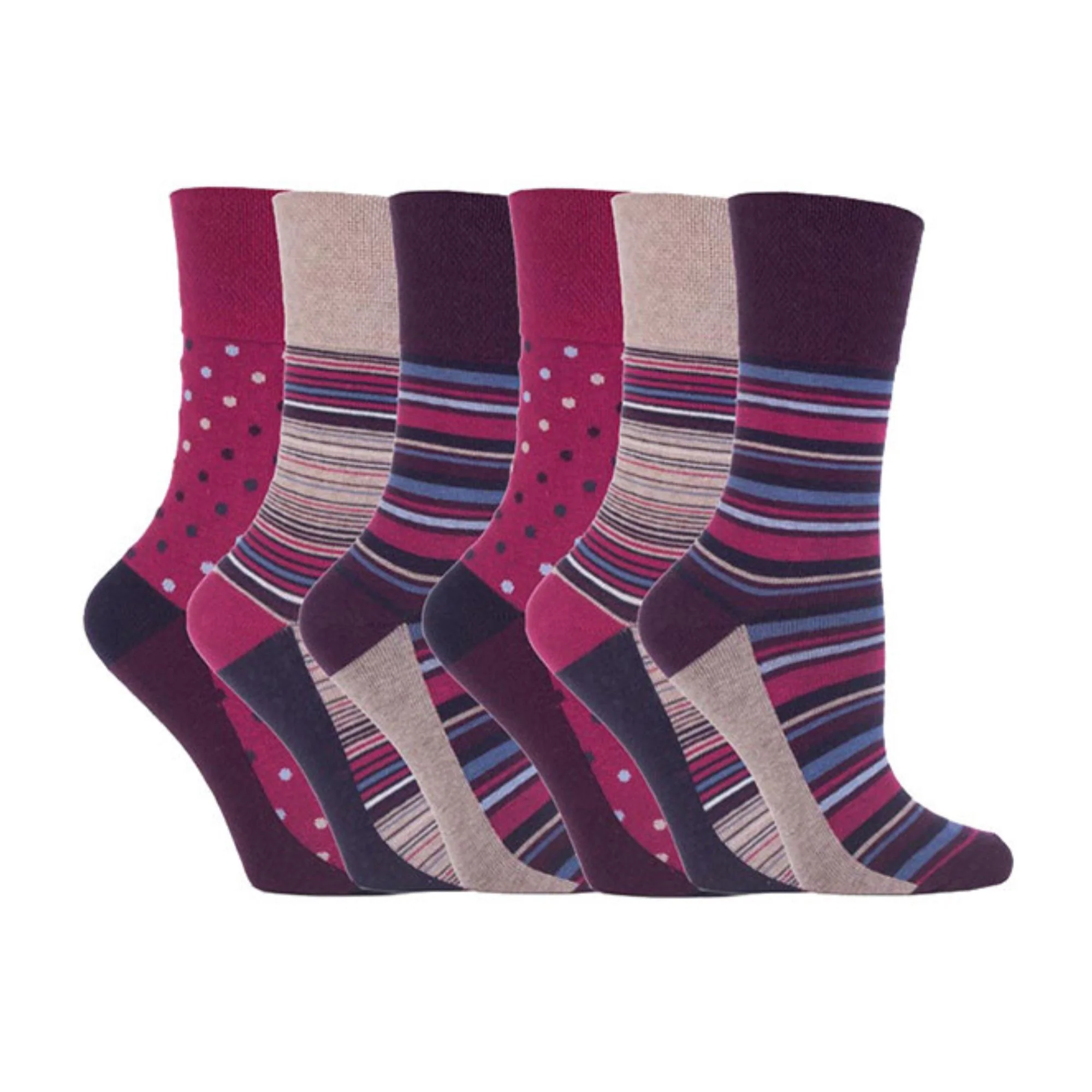 6 Pack Ladies Non Elastic Patterned Cotton Socks for Poor Circulation - Image 17