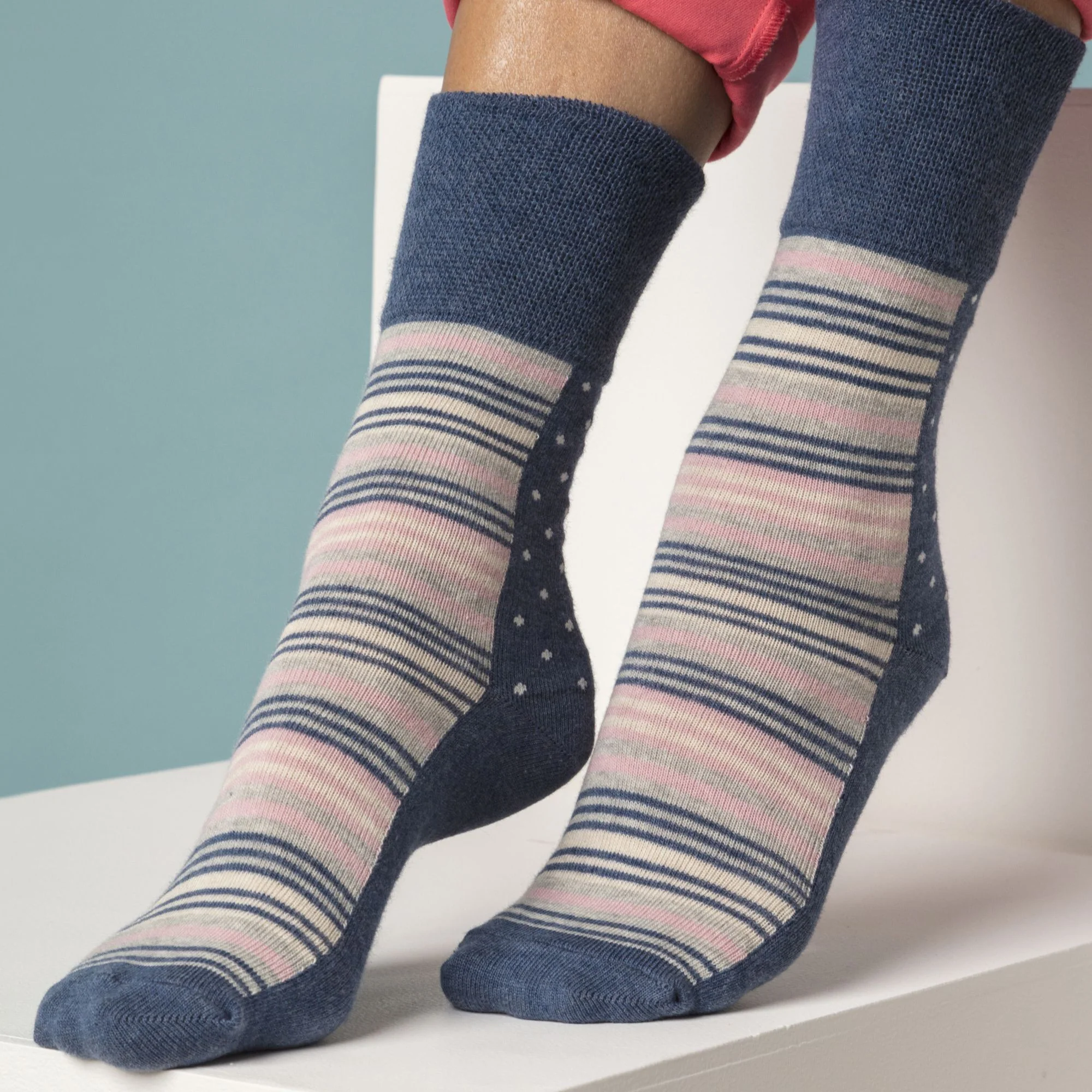 6 Pack Ladies Non Elastic Patterned Cotton Socks for Poor Circulation - Image 19