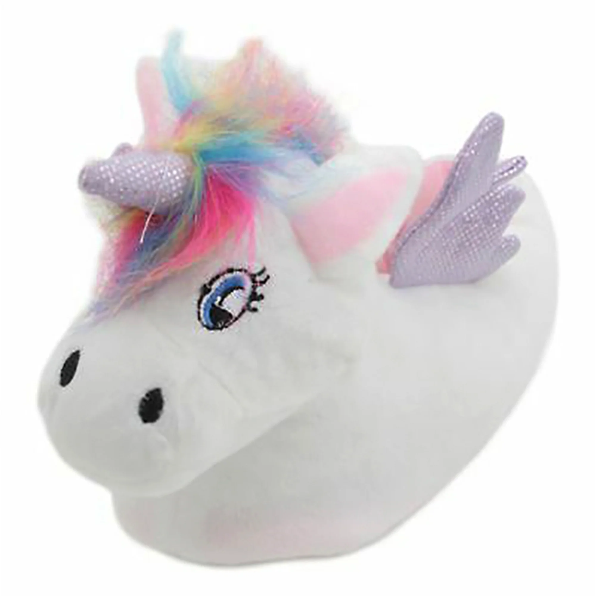 Childrens Unicorn Plush Slippers with Rainbow Hair (4 Sizes) - Image 4