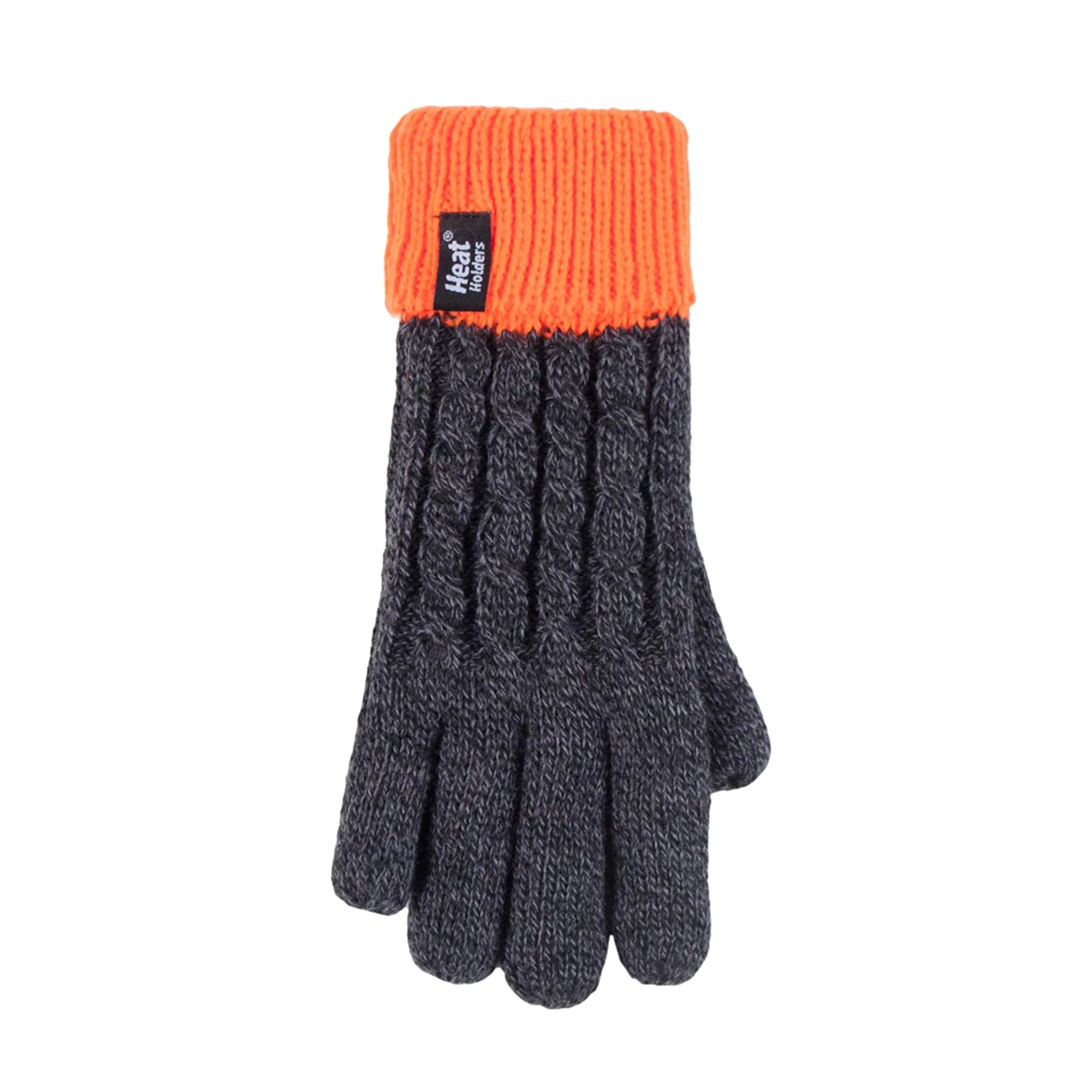 Boys Kids Cable Knit Warm Fleece Lined Thermal Winter Hat & Gloves Set - Image 4