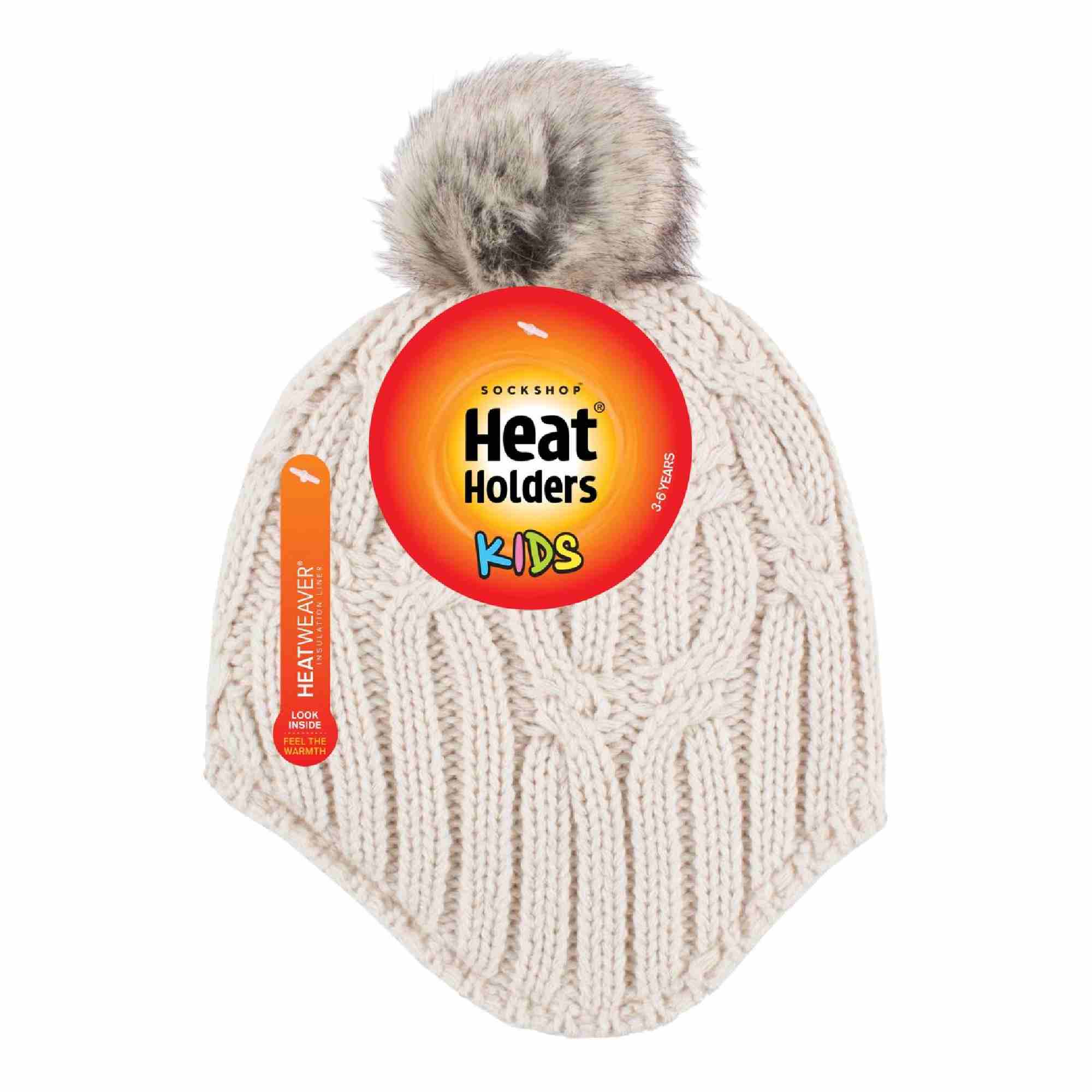 Girls Cable Knitted Beanie Hat with Pom Pom Bobble for Winter - Image 5