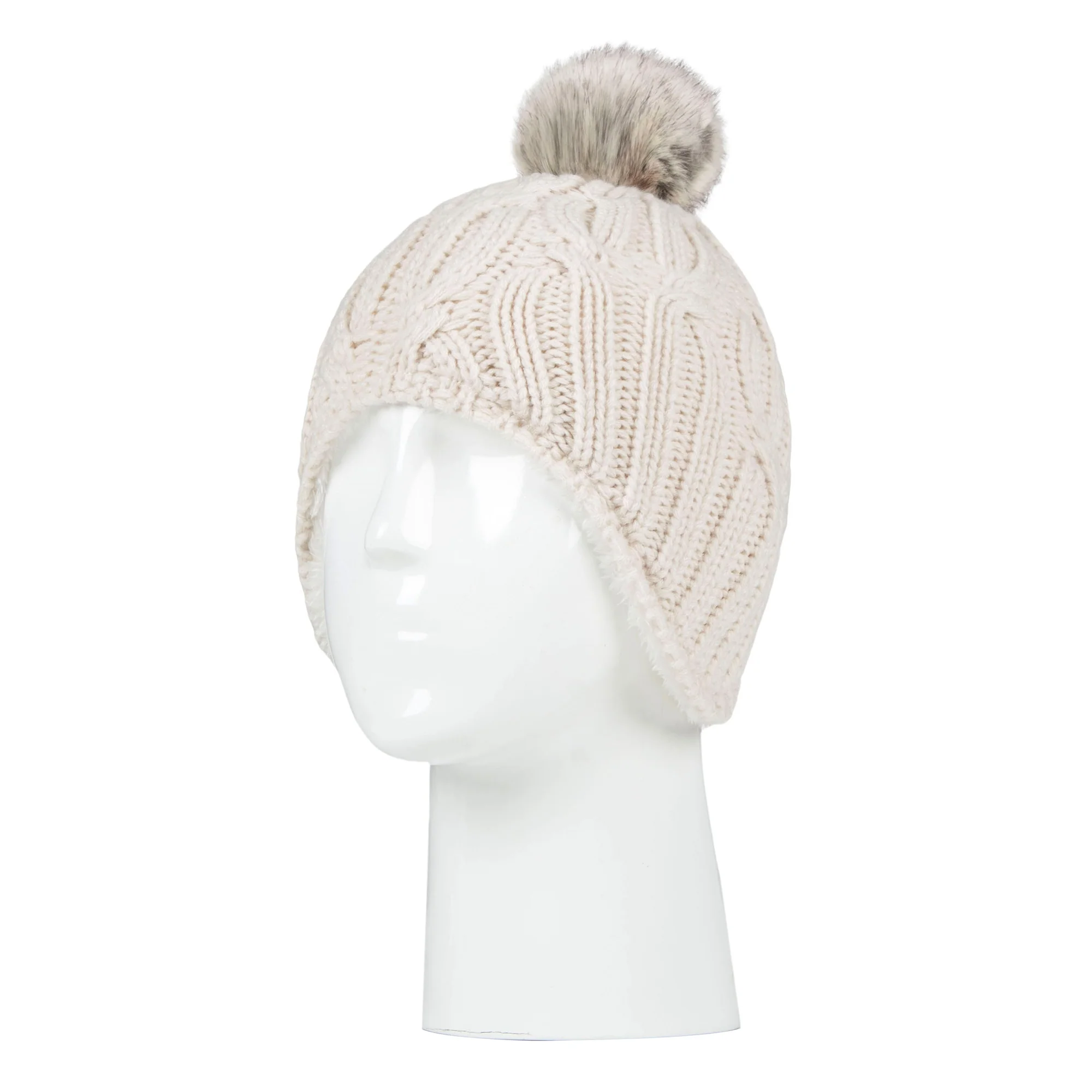 Girls Cable Knitted Beanie Hat with Pom Pom Bobble for Winter - Image 6