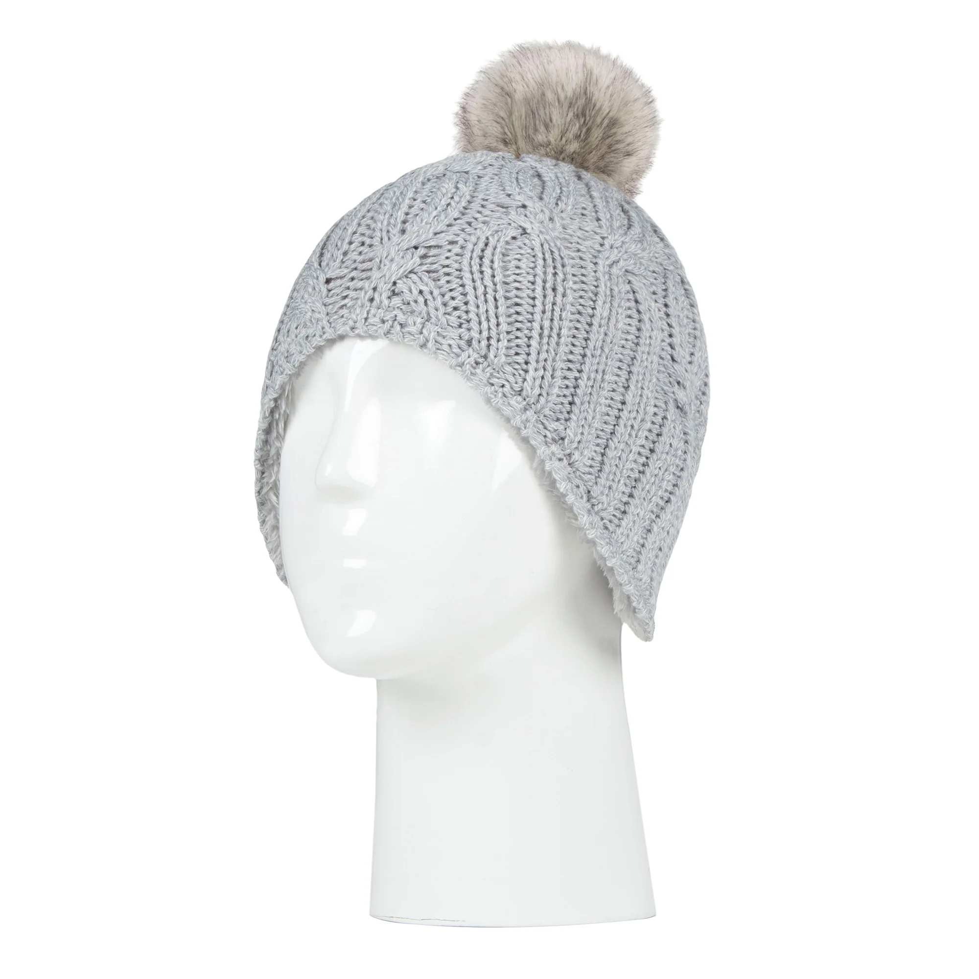Girls Cable Knitted Beanie Hat with Pom Pom Bobble for Winter - Image 9