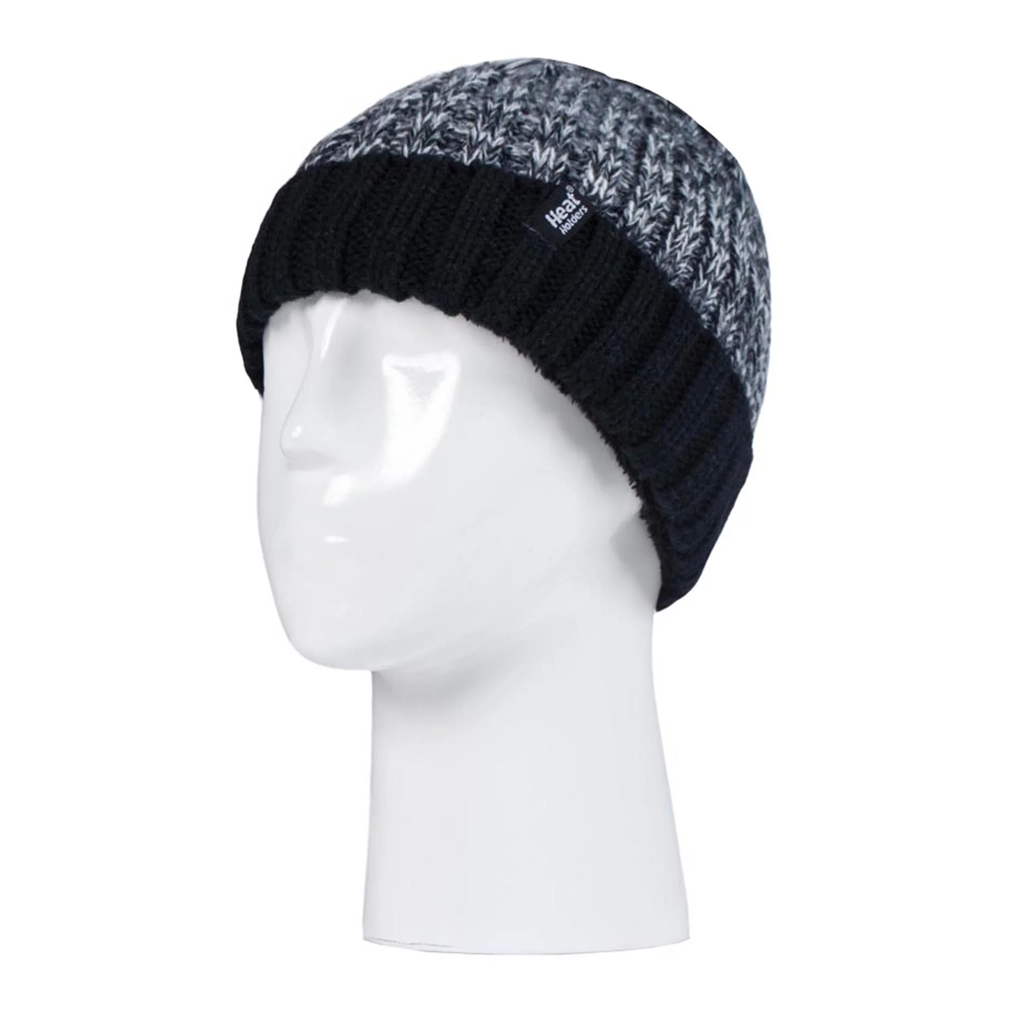 Kids Boys Winter Knitted Thermal Fleece Lined Cuffed Beanie Hat & Mittens Set - Image 3