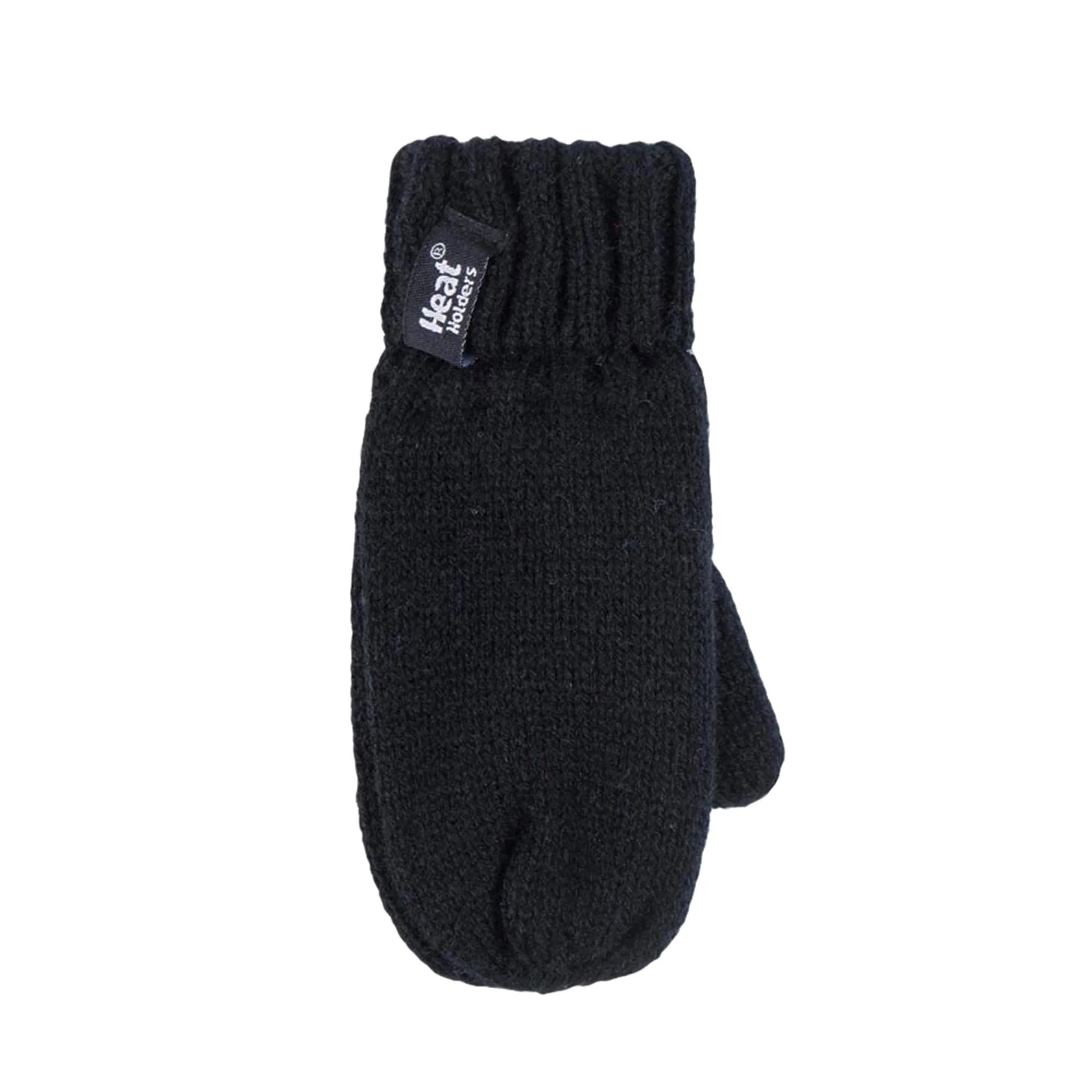 Kids Boys Winter Knitted Thermal Fleece Lined Cuffed Beanie Hat & Mittens Set - Image 4