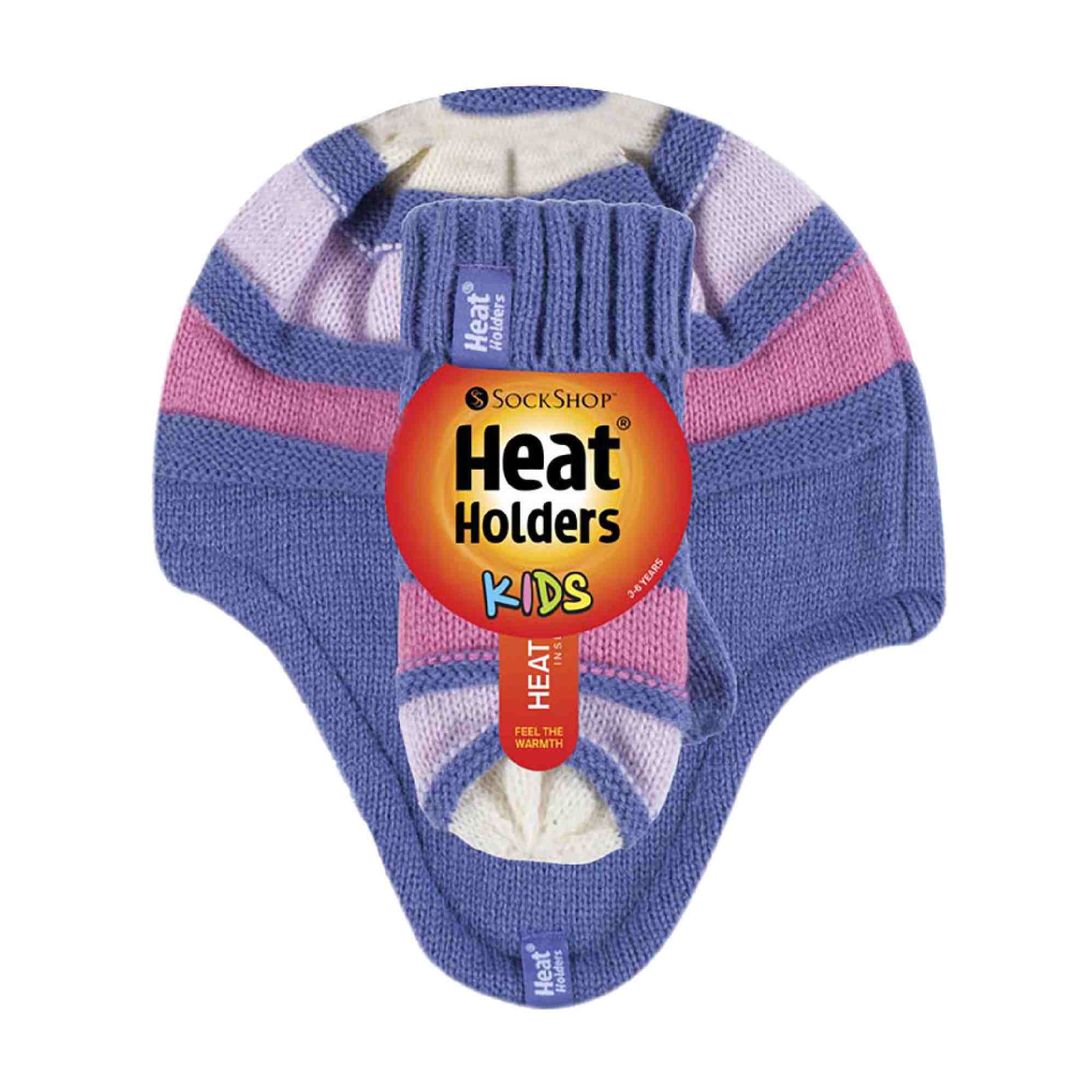 Kids Winter Warm Fleece Lined Thermal Beanie Hat & Mittens with Ear Flaps - Image 4