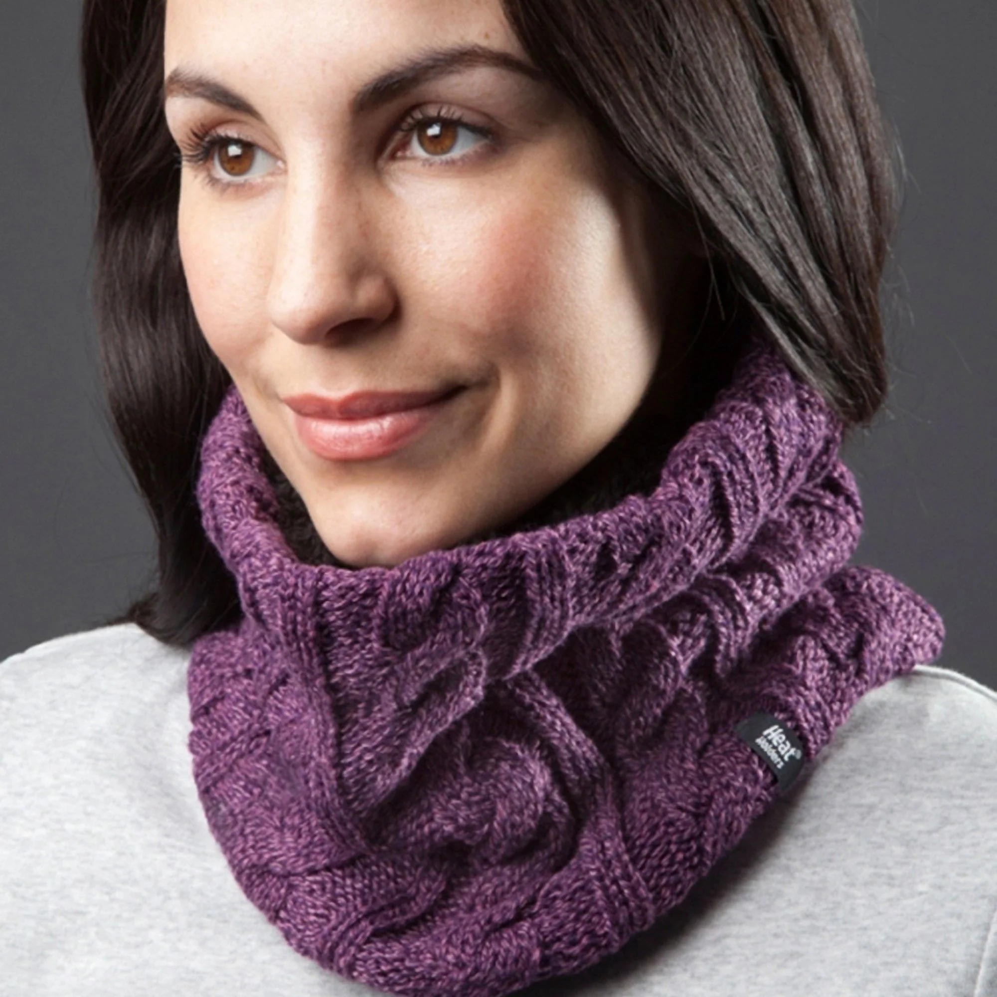 Ladies Cable Knit Winter Fleece Lined Thermal Neck Warmer - Image 15