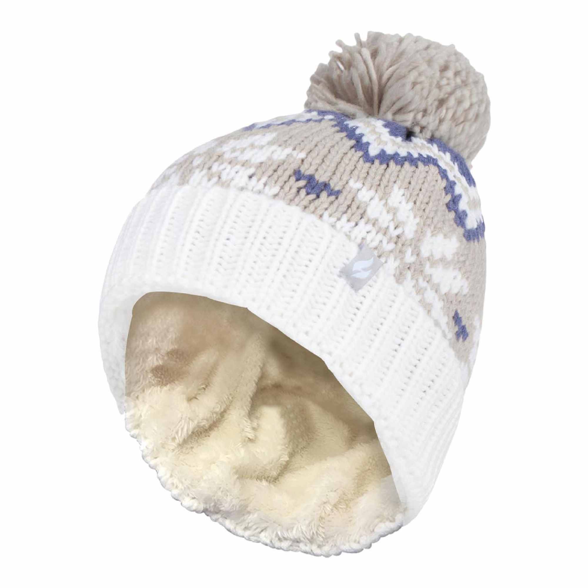 Ladies Fairisle Patterned Winter Thermal Beanie Hat with Pom Pom - Image 5