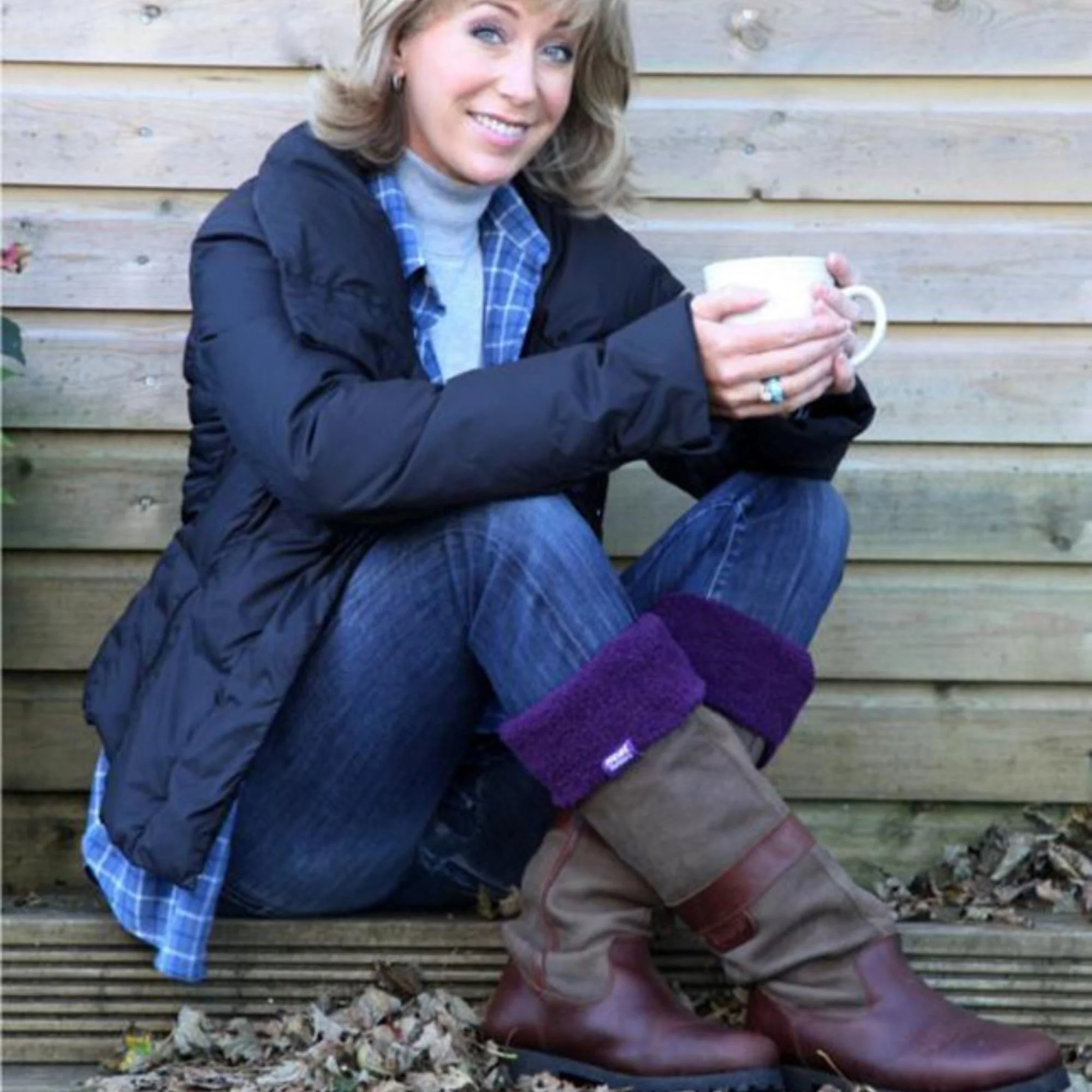 Ladies Thick Extra Long Knee High Thermal Wellington Boot Socks - Image 19