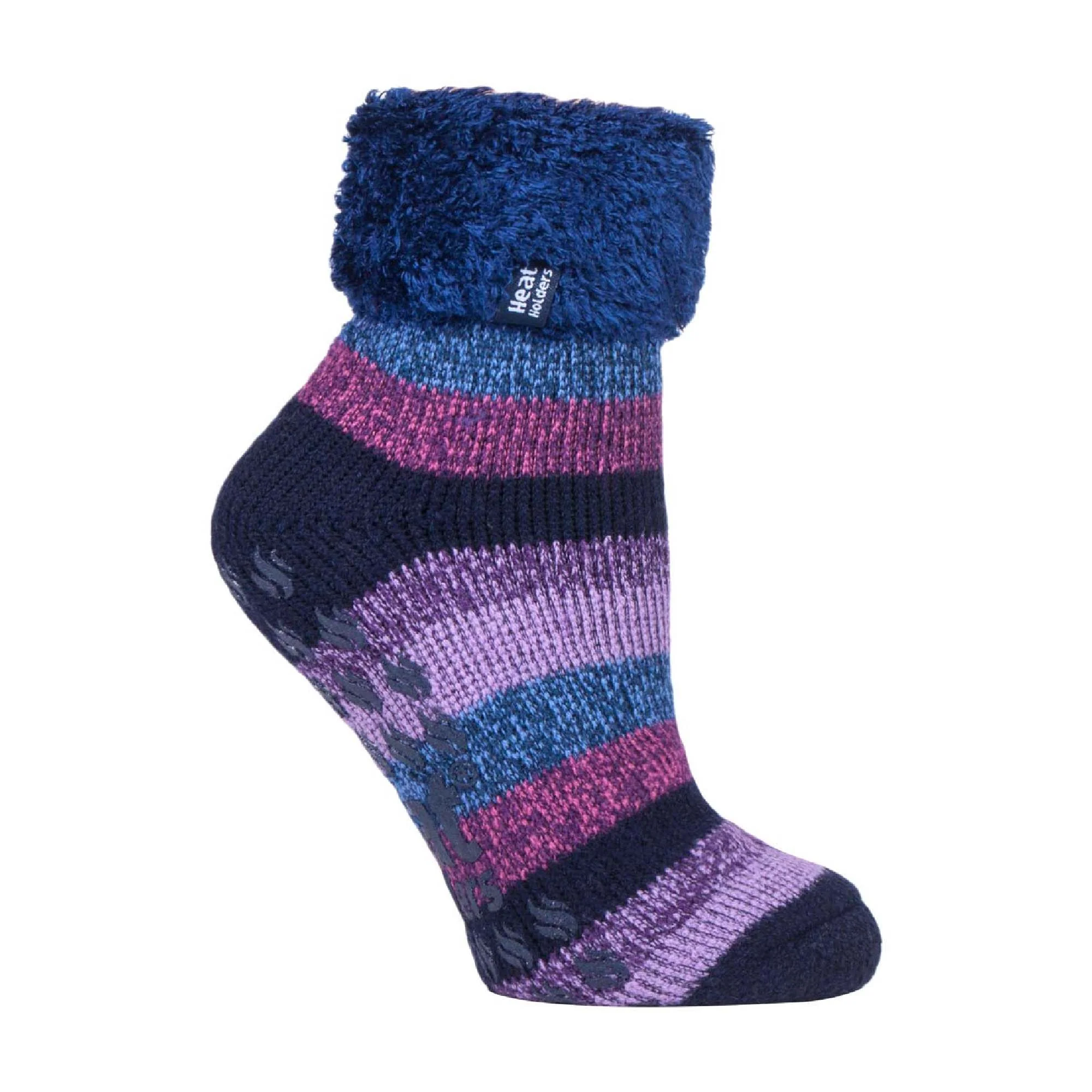 Ladies Non Slip Thermal Low Cut Ankle Slipper Bed Socks with Grips - Image 105