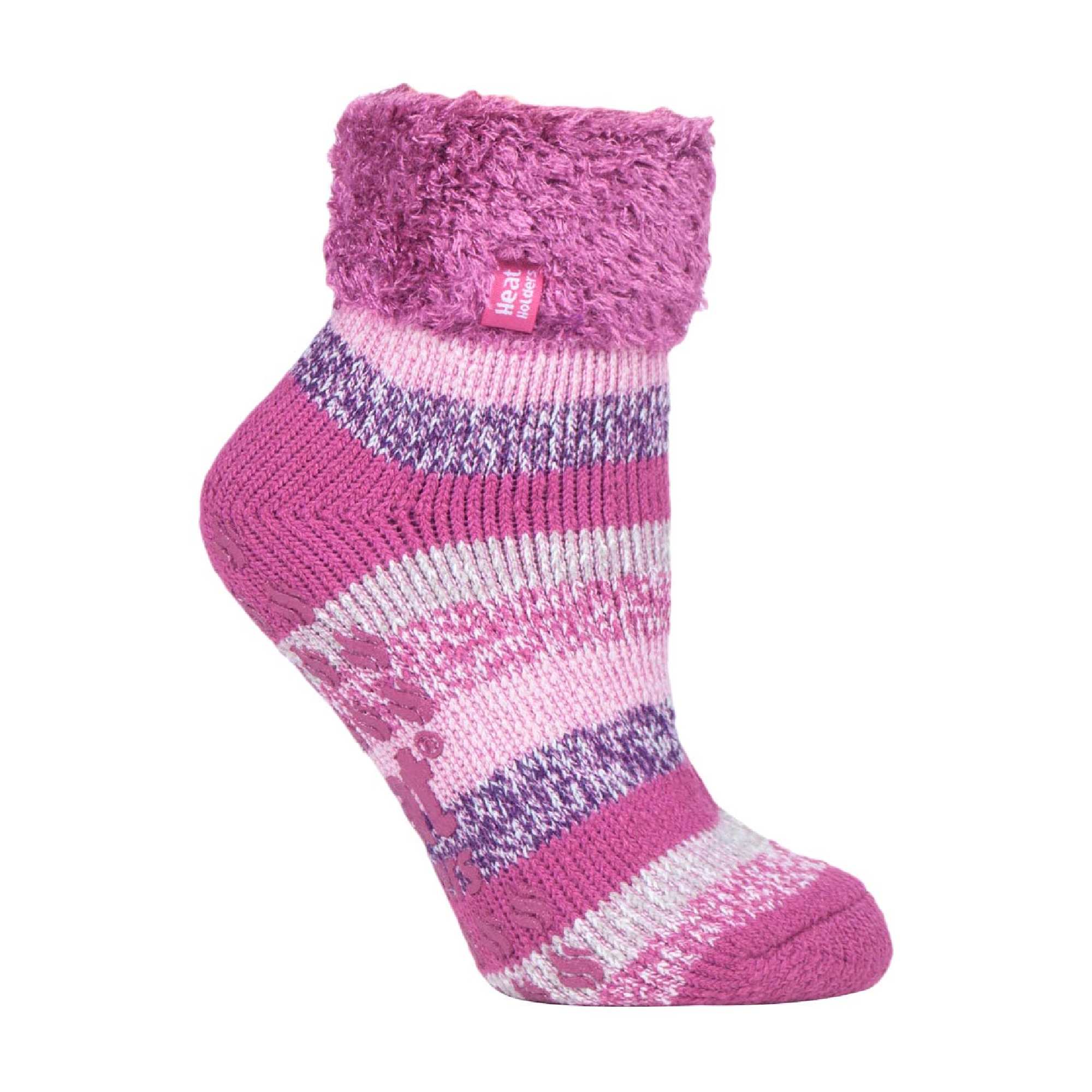 Ladies Non Slip Thermal Low Cut Ankle Slipper Bed Socks with Grips - Image 109