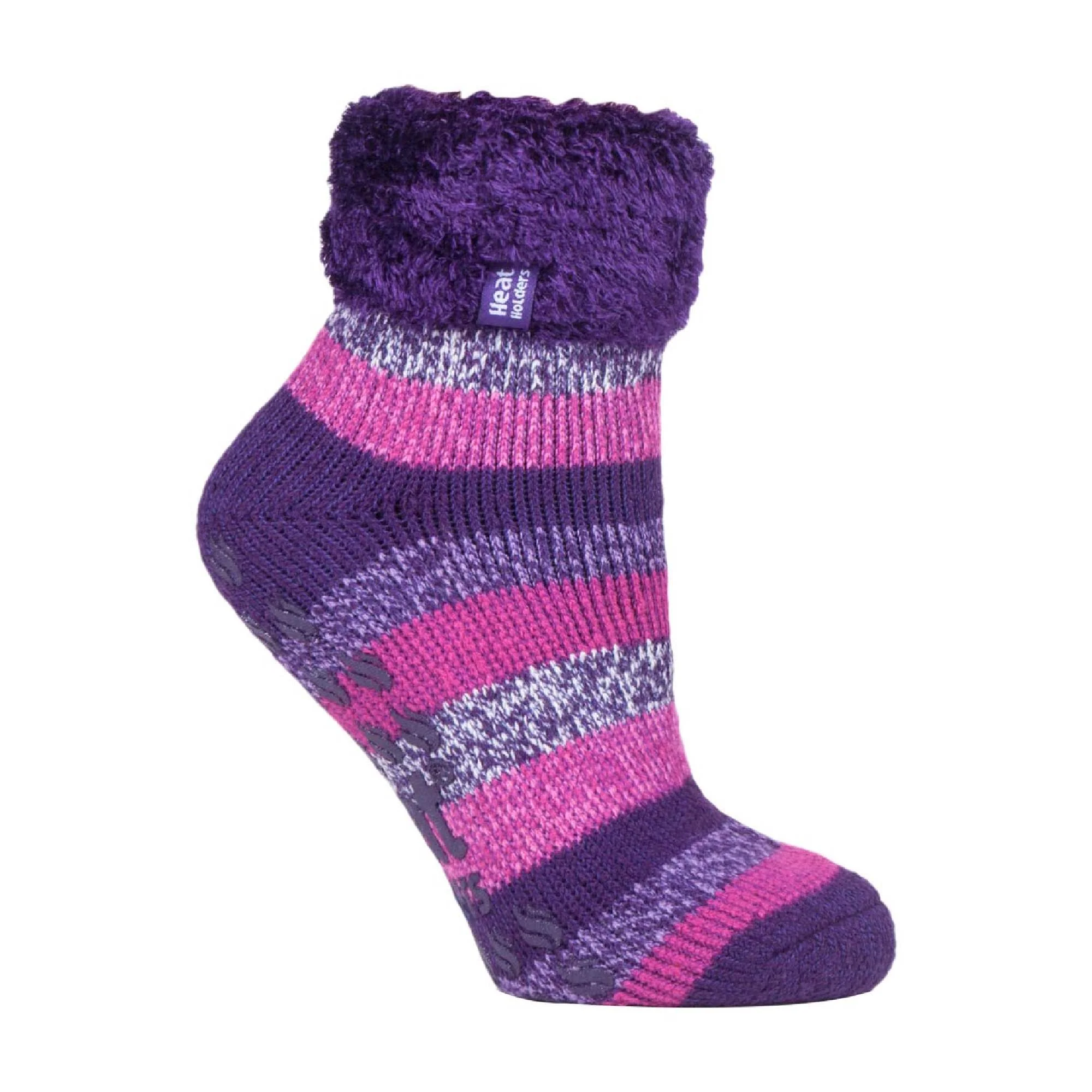 Ladies Non Slip Thermal Low Cut Ankle Slipper Bed Socks with Grips - Image 113