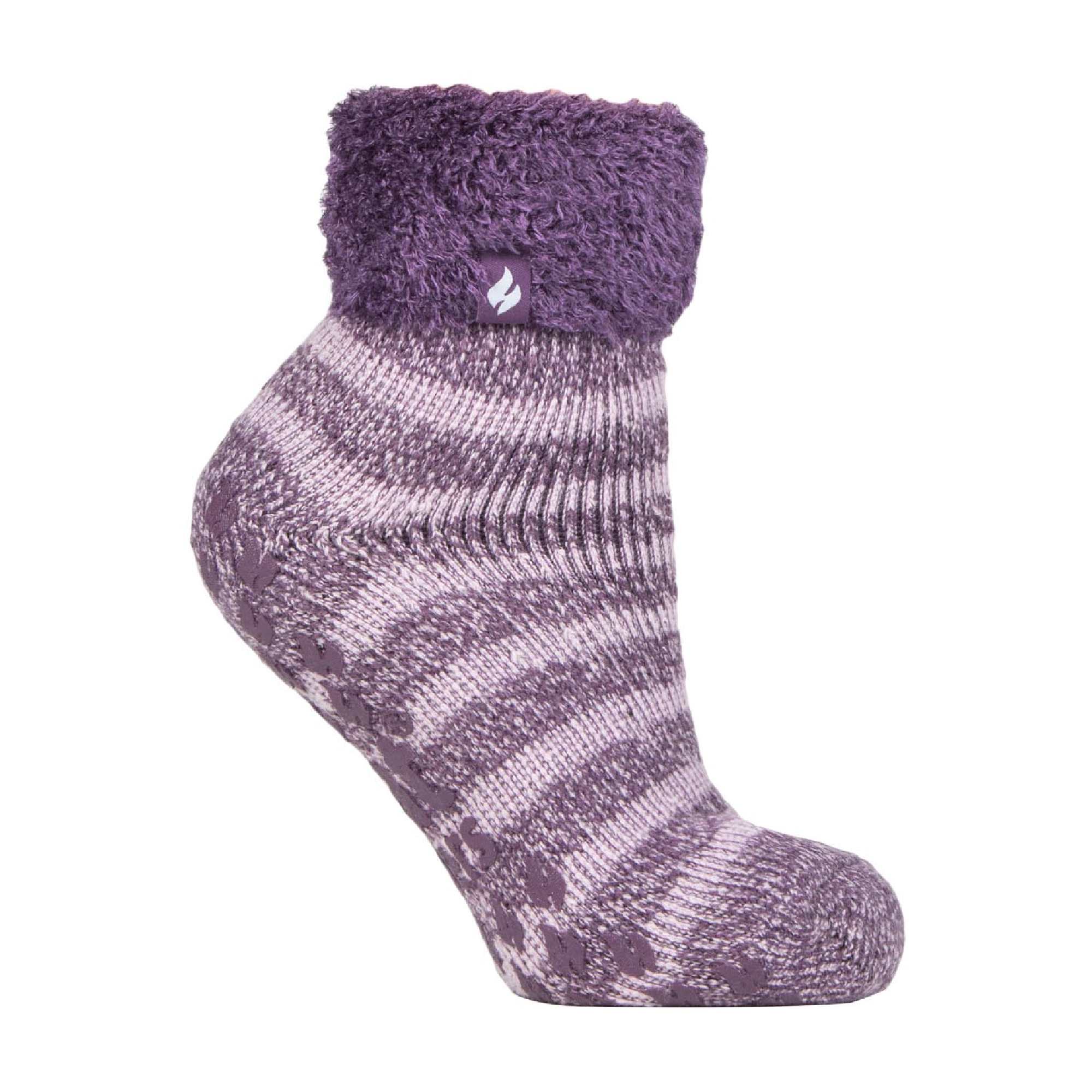 Ladies Non Slip Thermal Low Cut Ankle Slipper Bed Socks with Grips - Image 77