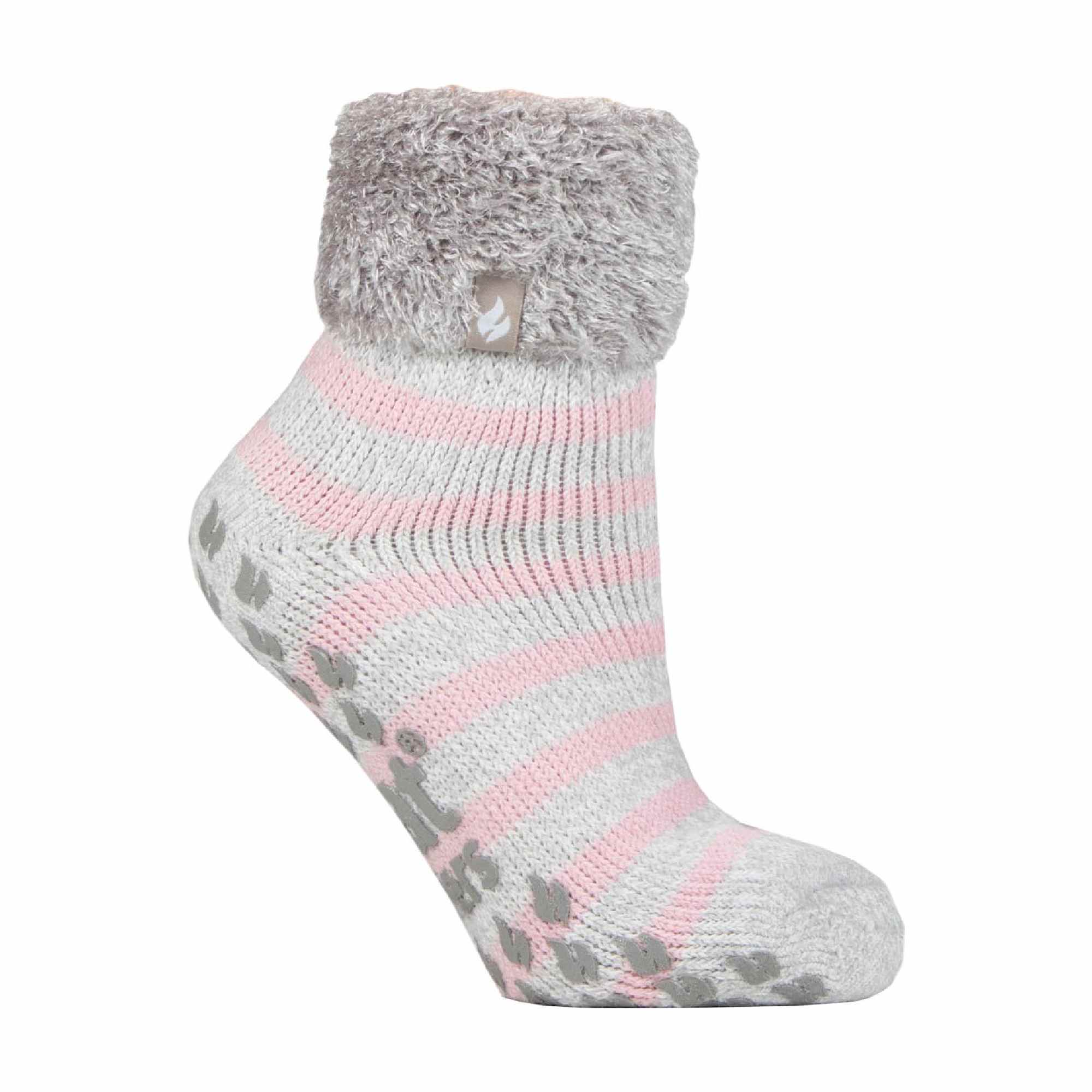 Ladies Non Slip Thermal Low Cut Ankle Slipper Bed Socks with Grips - Image 85