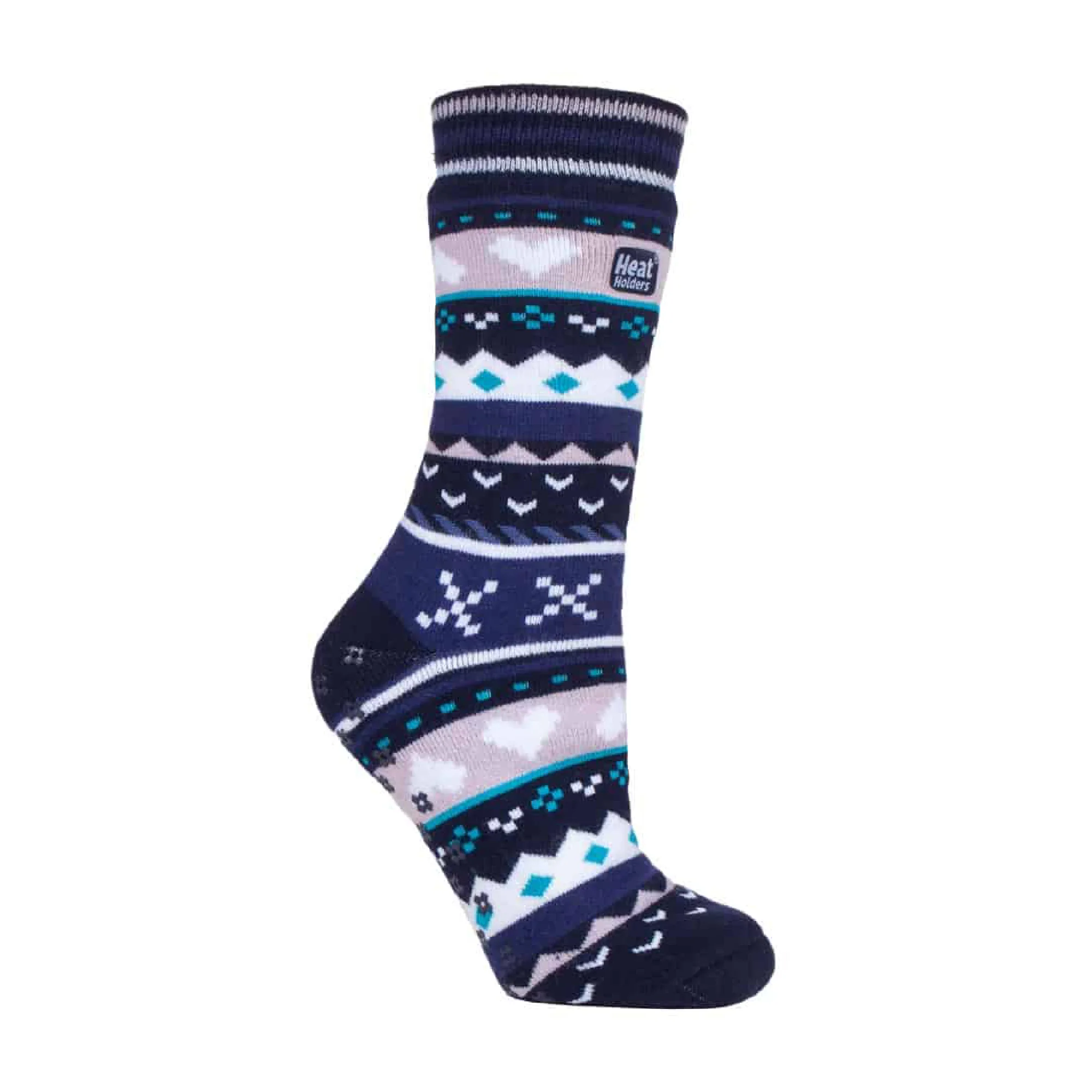 Ladies Fairisle Nordic Winter Non Slip Thermal Slipper Socks - Image 9