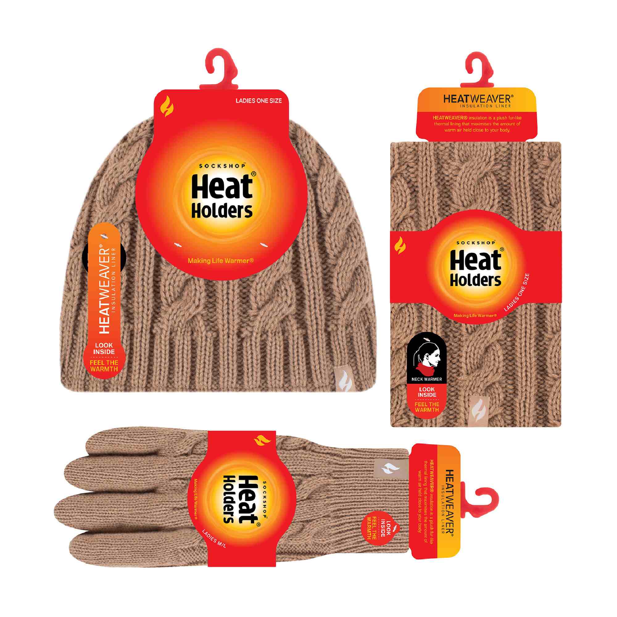 Ladies Fleece Lined Thermal Winter Hat, Neck Warmer & Converter Gloves Set - Image 26