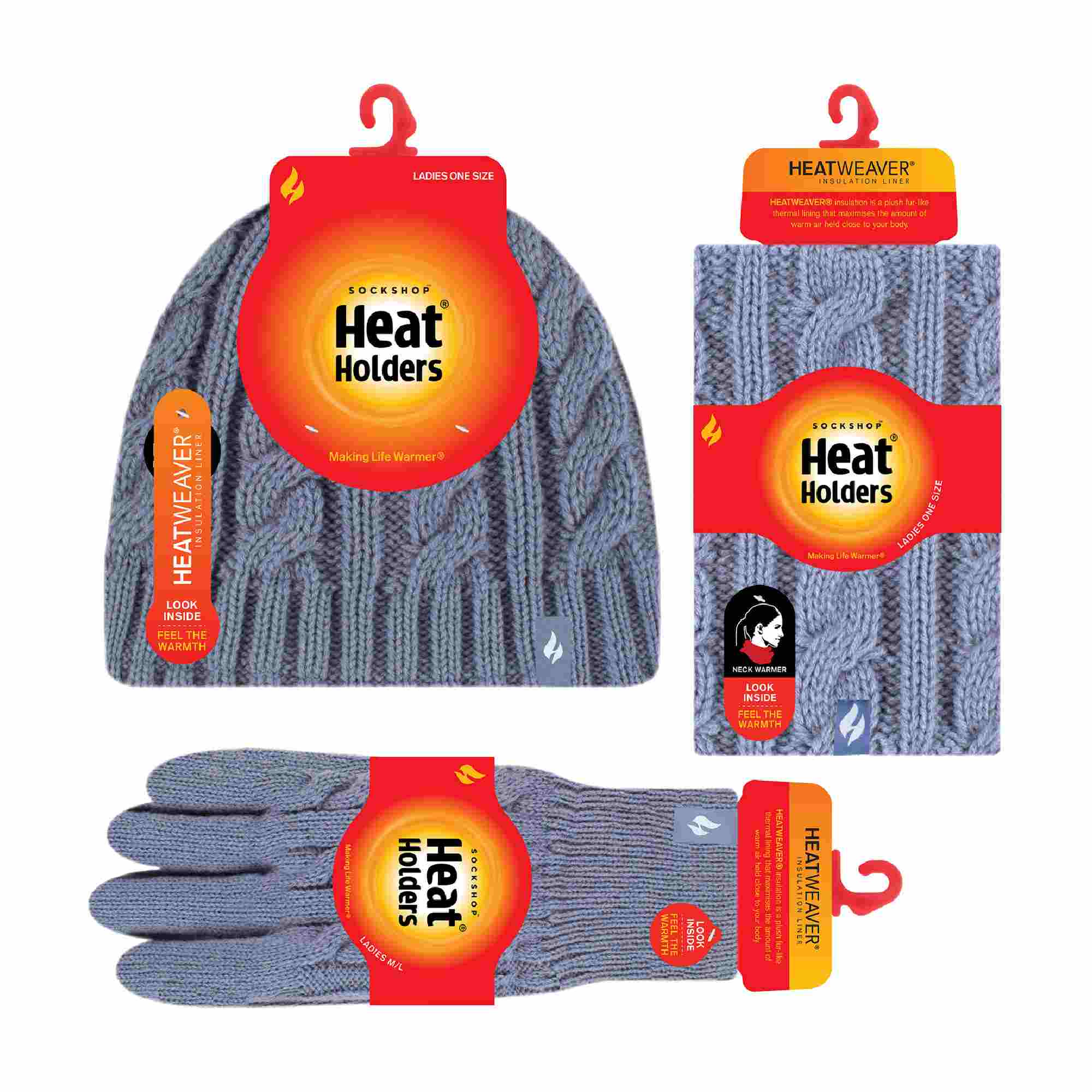 Ladies Fleece Lined Thermal Winter Hat, Neck Warmer & Converter Gloves Set - Image 30