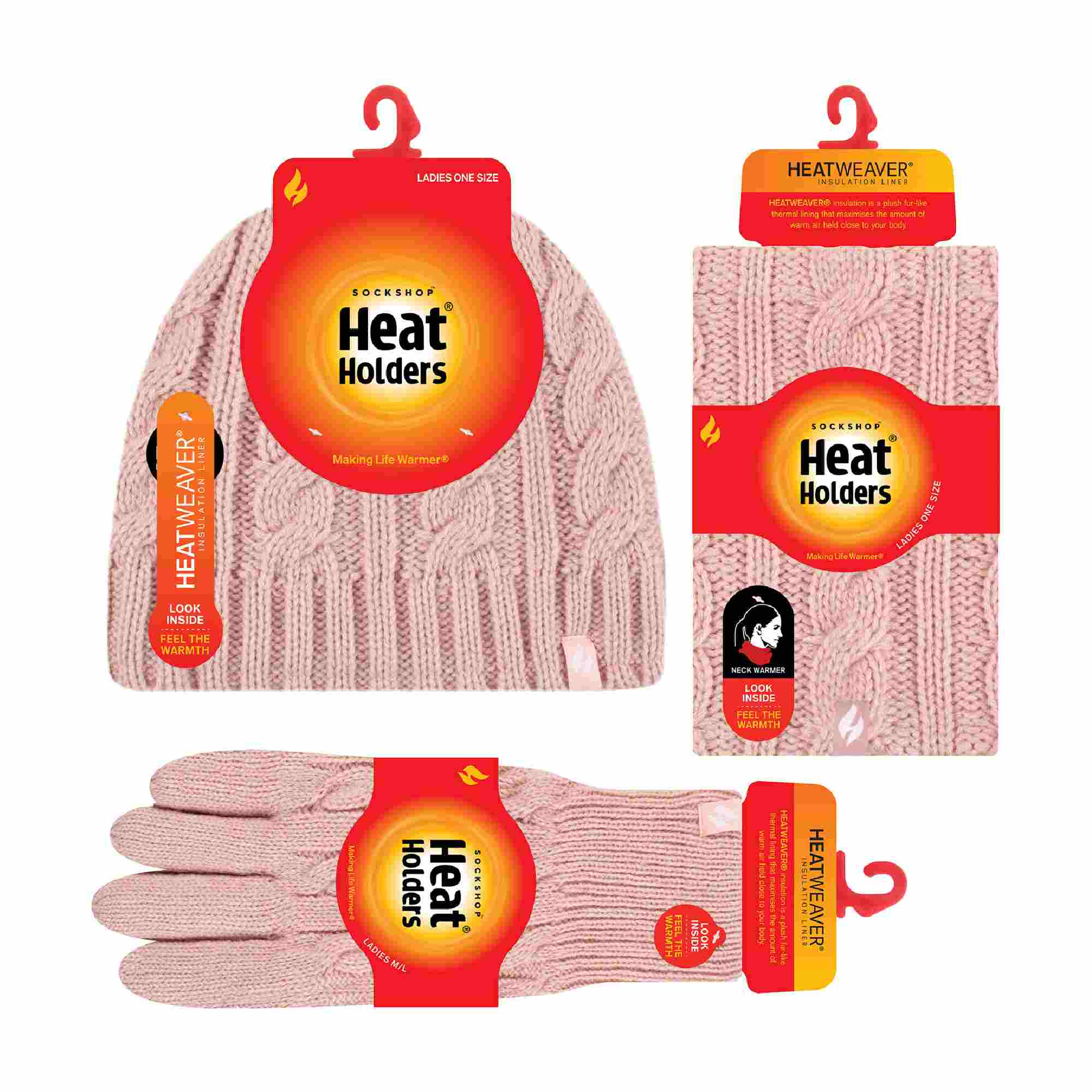 Ladies Fleece Lined Thermal Winter Hat, Neck Warmer & Converter Gloves Set - Image 34