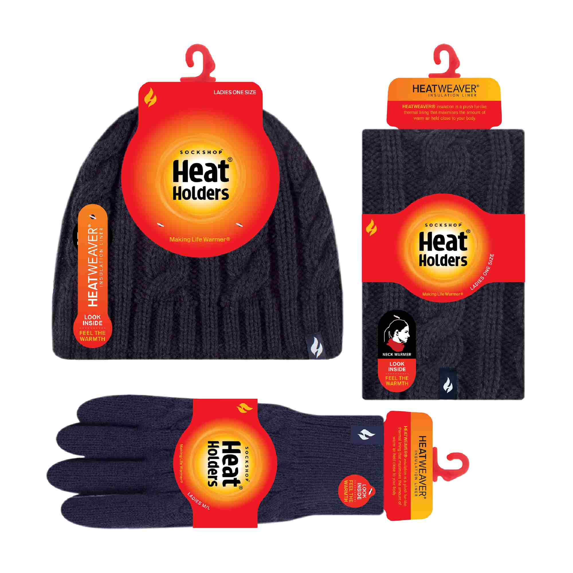 Ladies Fleece Lined Thermal Winter Hat, Neck Warmer & Converter Gloves Set - Image 38