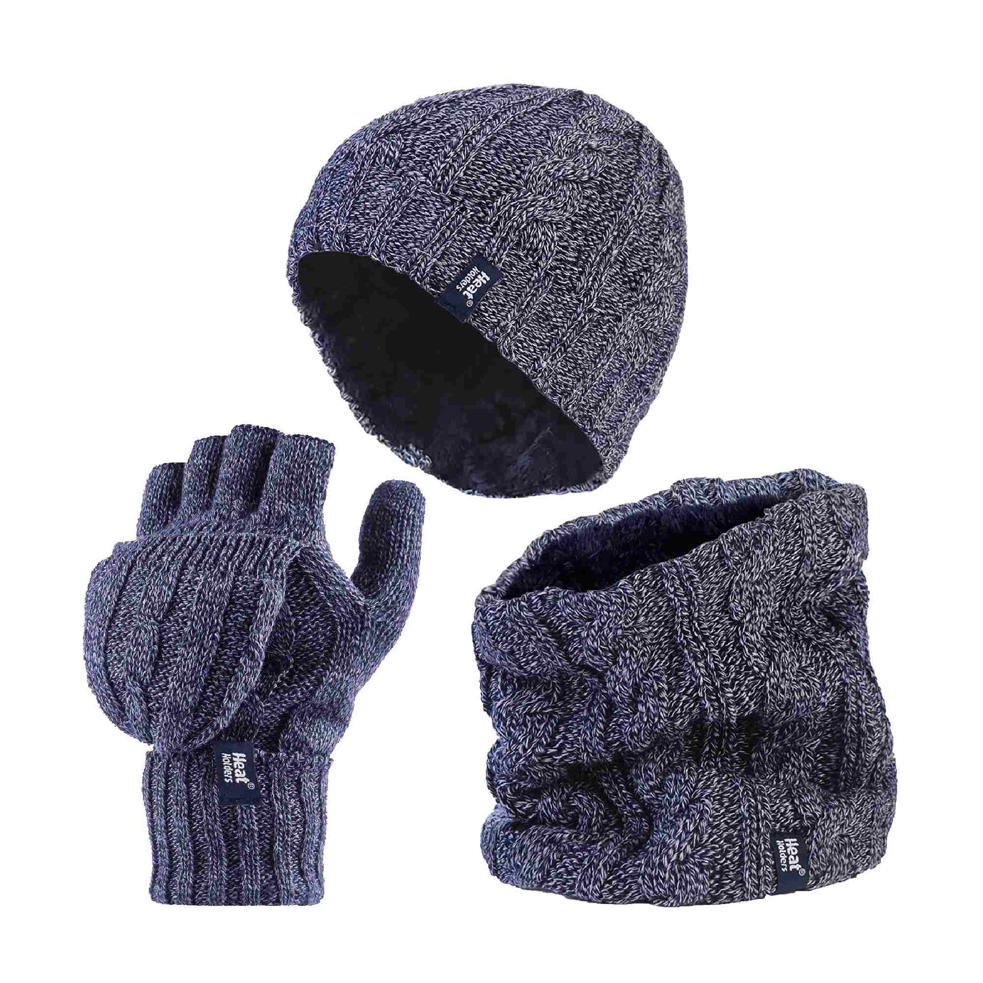 Ladies Fleece Lined Thermal Winter Hat, Neck Warmer & Converter Gloves Set - Image 5